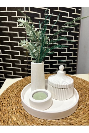 DİA HANDMADECOR DEKORATİF TEPSİDE 5 PARÇA ÇİZGİLİ VAZO SET