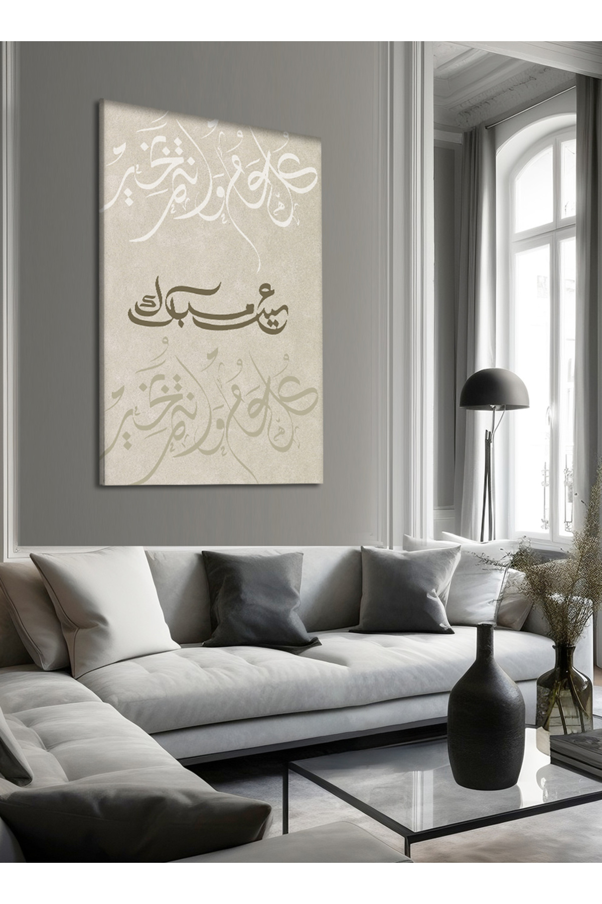 لوحة فنية جدارية من القماش مشدودة على إطار خشبي مع...