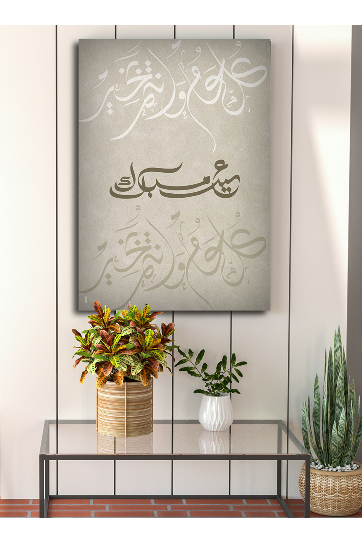 لوحة فنية جدارية من القماش مشدودة على إطار خشبي مع...