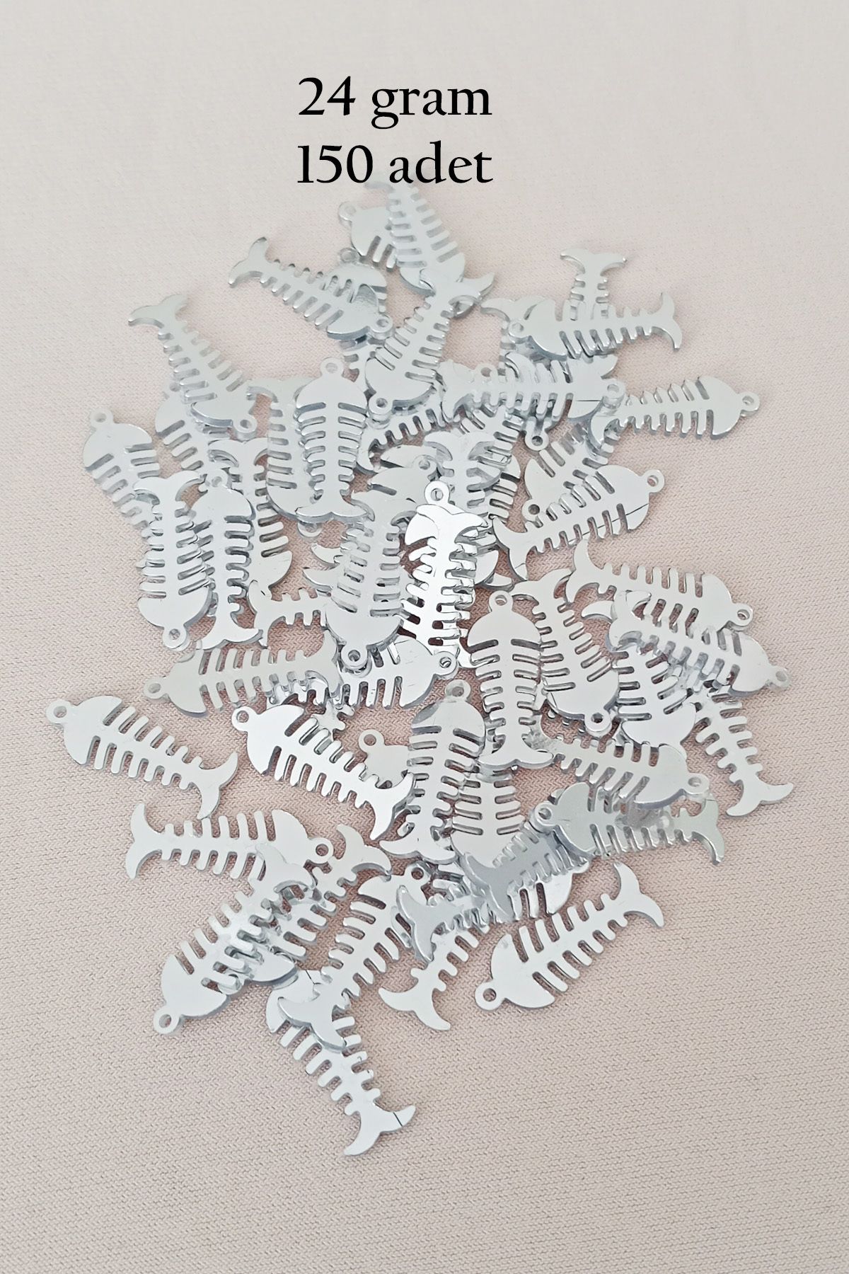 Mu Art Oya Abiye Bileklik Kolye Pleksi Metalik Plastik Pul Gümüş Renk 24 Gram 150 Adet - Bnc589