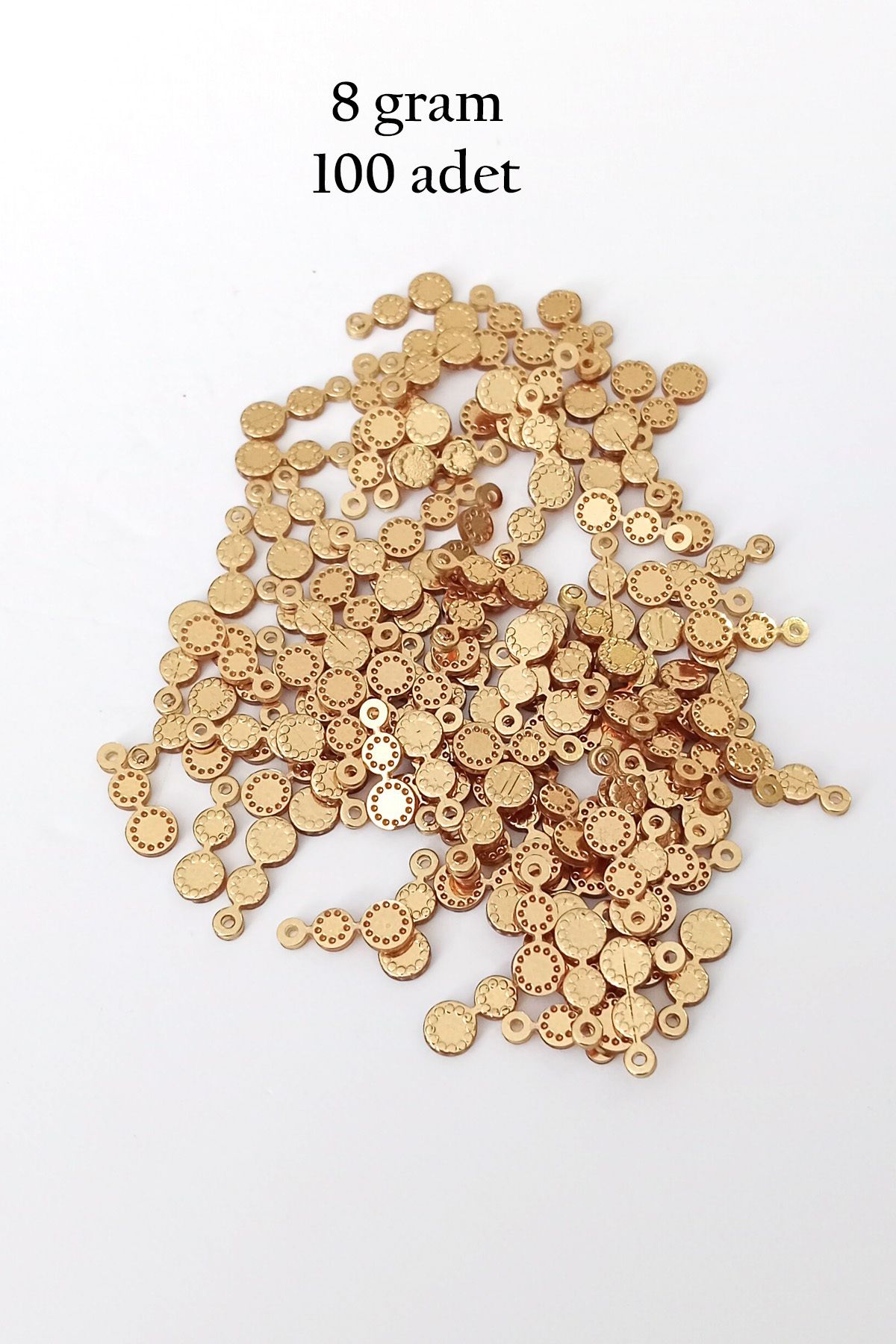 Mu Art Oya Abiye Bileklik Kolye Pleksi Metalik Plastik Pul Altın Renk 8 Gram 100 Adet - Bnc498