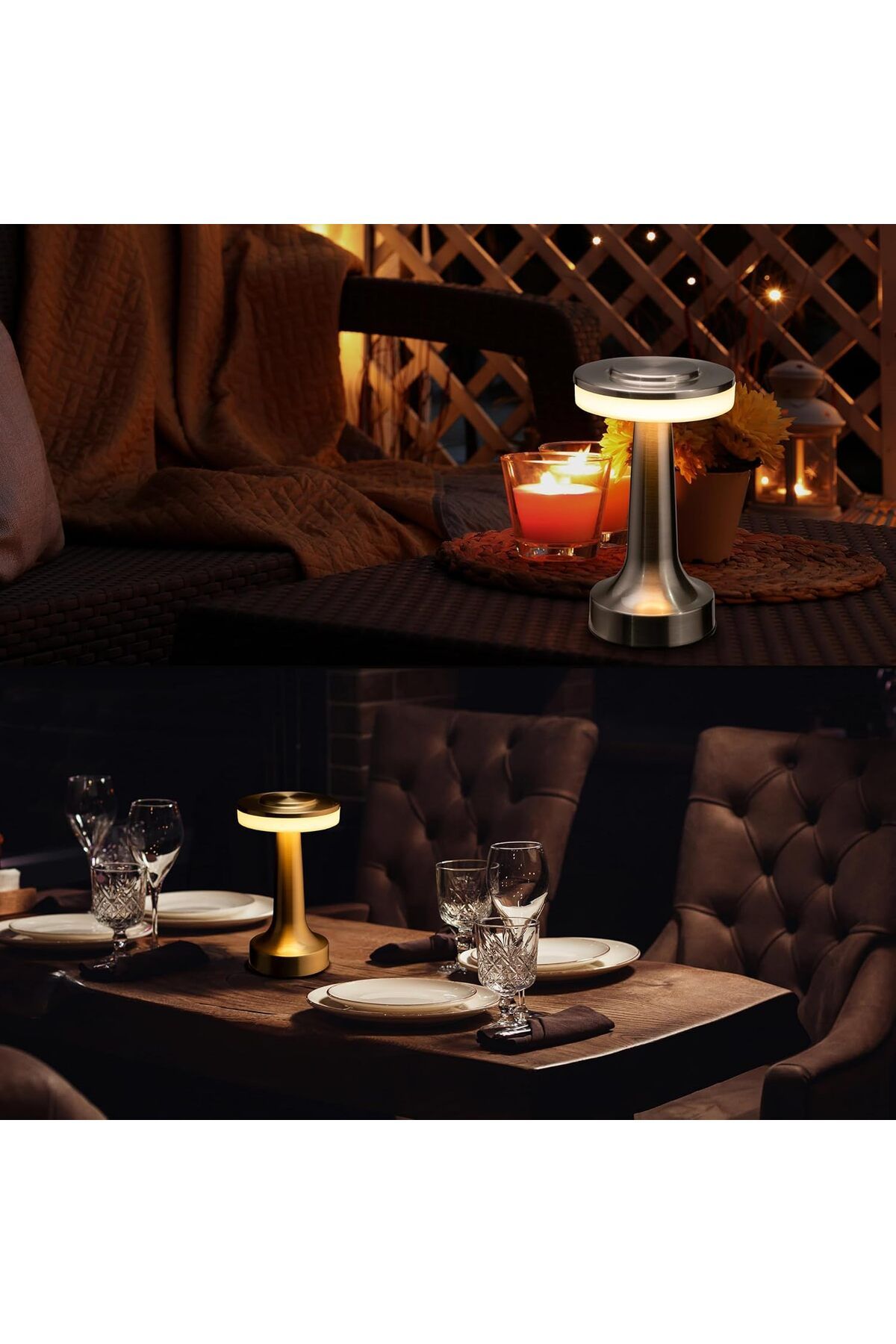 COOYA-Portable LED Table Lamp,With Touch Sensor,3-Levels Brightness,21cm,Rechargeable Battery,Gold 4