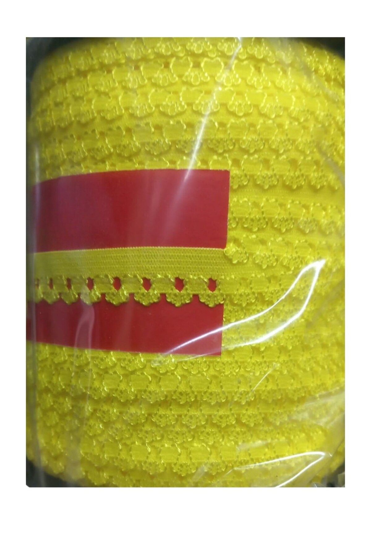 BirdoluSepet Çamaşır Lastiği Dantelli 1 cm 75 Metre 1 Top Sarı