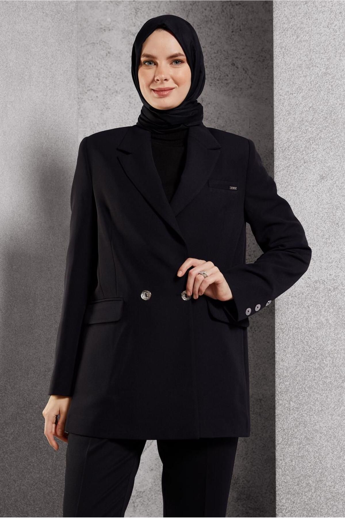 کاپشن بلیزر یقه دوبل 45046 Alvina