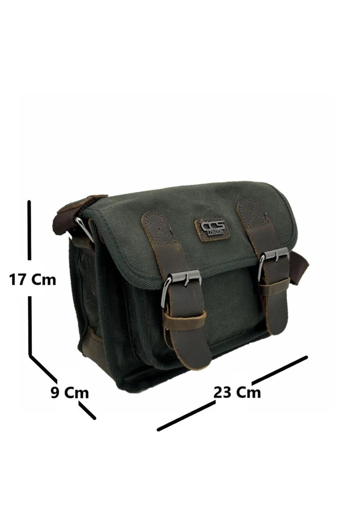 ÇÇS-Green Waxed Canvas Shoulder Bag - Ççs 31488 Postman with Strap 2