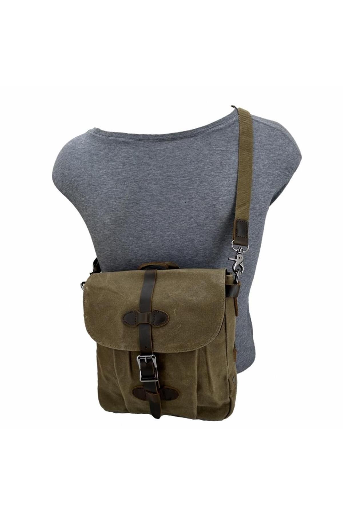 ÇÇS-Ççs 31487 - Khaki Waxed Canvas Retro Shoulder Bag 2