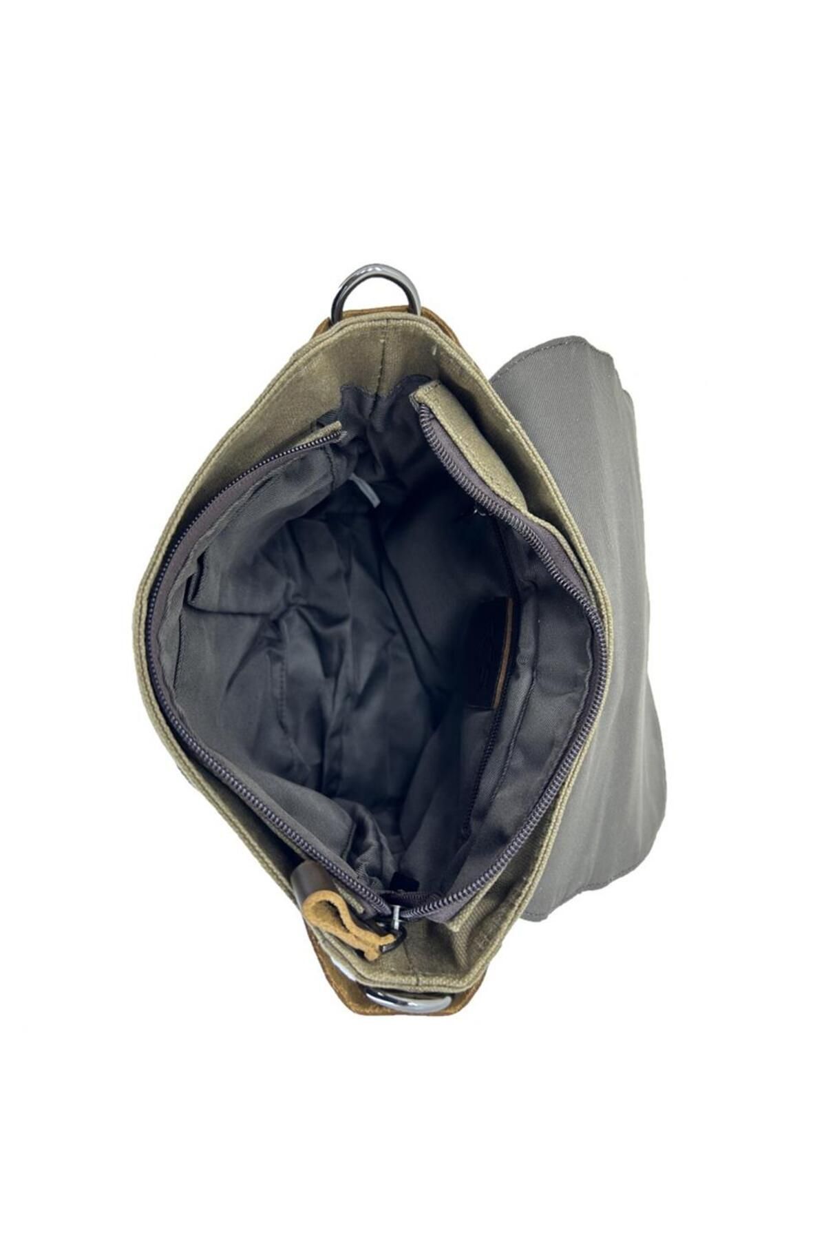 ÇÇS-Ççs 31487 - Khaki Waxed Canvas Retro Shoulder Bag 6