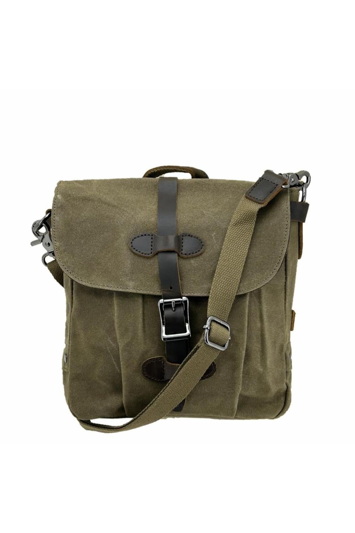 ÇÇS-Ççs 31487 - Khaki Waxed Canvas Retro Shoulder Bag 5