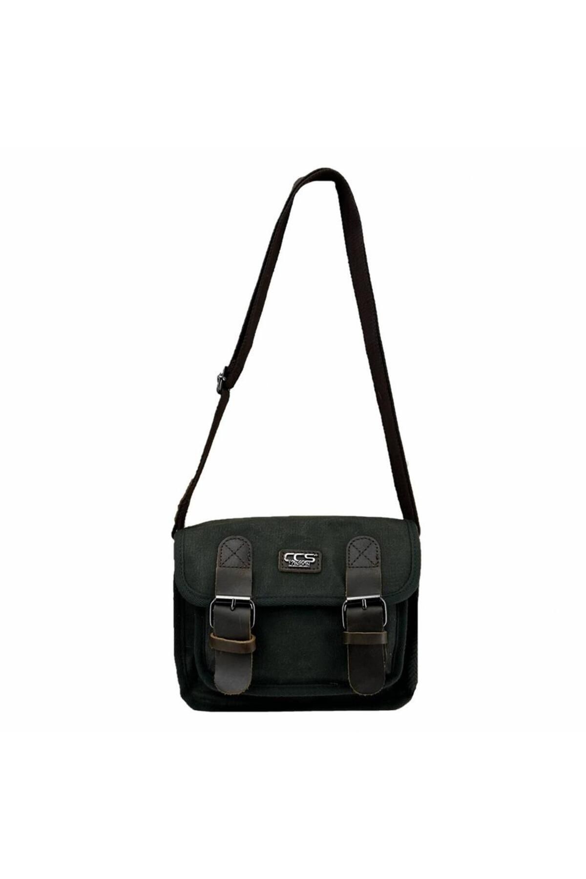 ÇÇS-Green Waxed Canvas Shoulder Bag - Ççs 31488 Postman with Strap 7