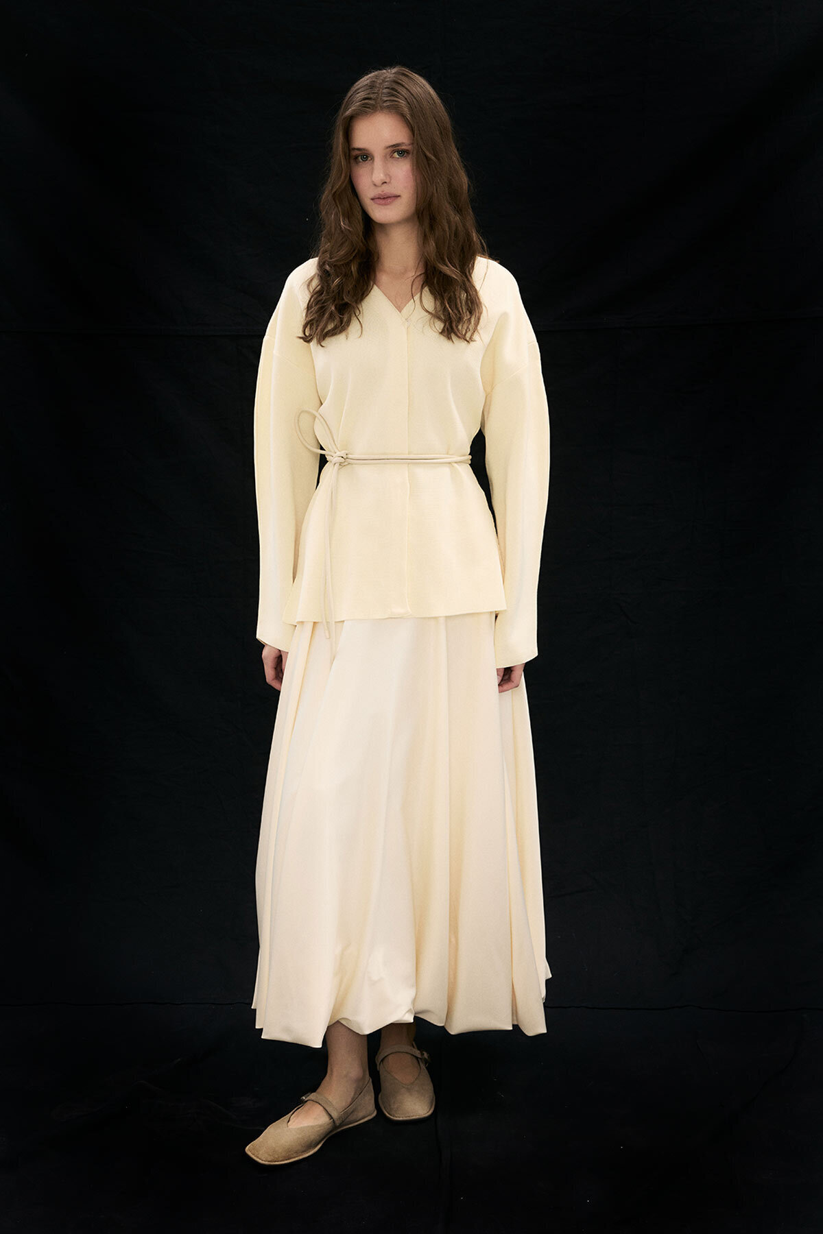 Hooopstore Naye Belden Oturtma Merserize Krem Hırka