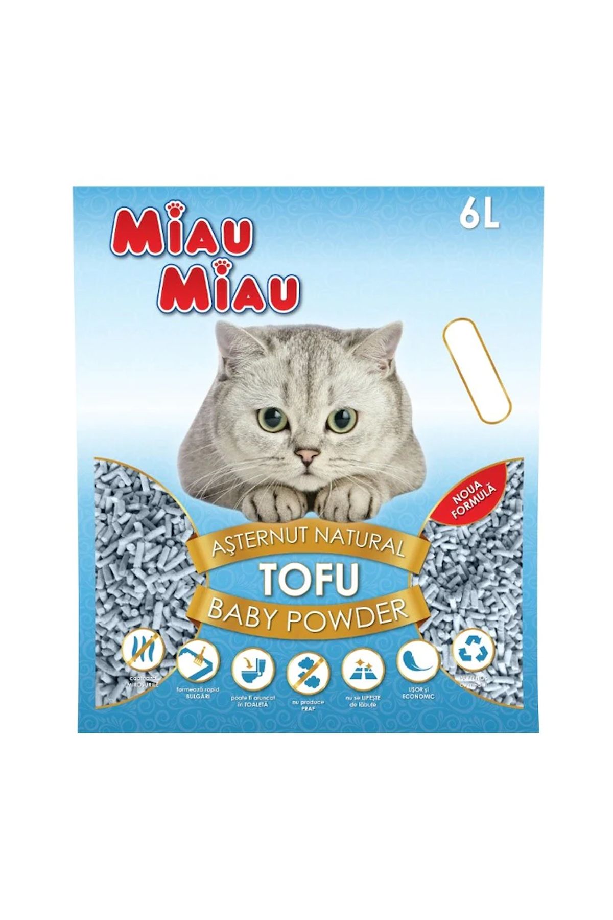 MIAU MIAU Litier Igienic Pentru Pisici Tofu Baby Pudră, 6l - One Size