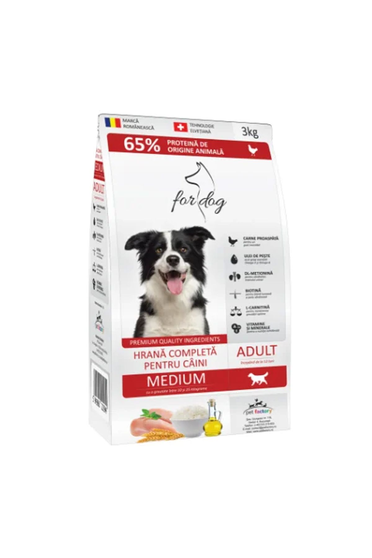 For Dog Hrana Uscata Pentru Caini Adult Mediu 3 Kg - One Size