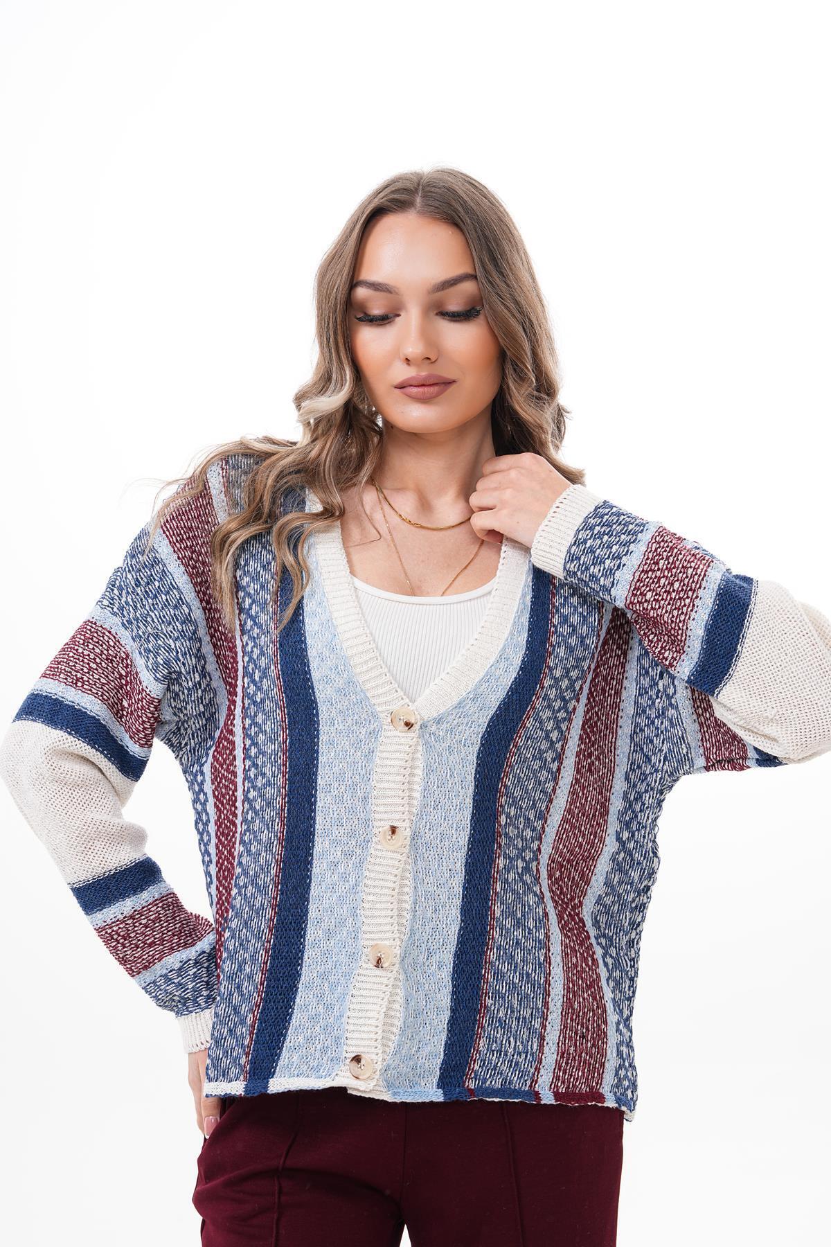 ŞİMAL-Women's Ethnic Pattern Knitwear Knitted Cardigan 250406   - 4