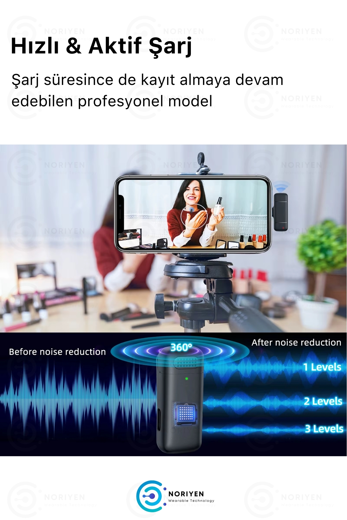 Şarj Kutulu Pro Model iPhone İçin Kablosuz Yaka Mikrofonu Influencer Youtuber Tiktok Mini Mikrofon