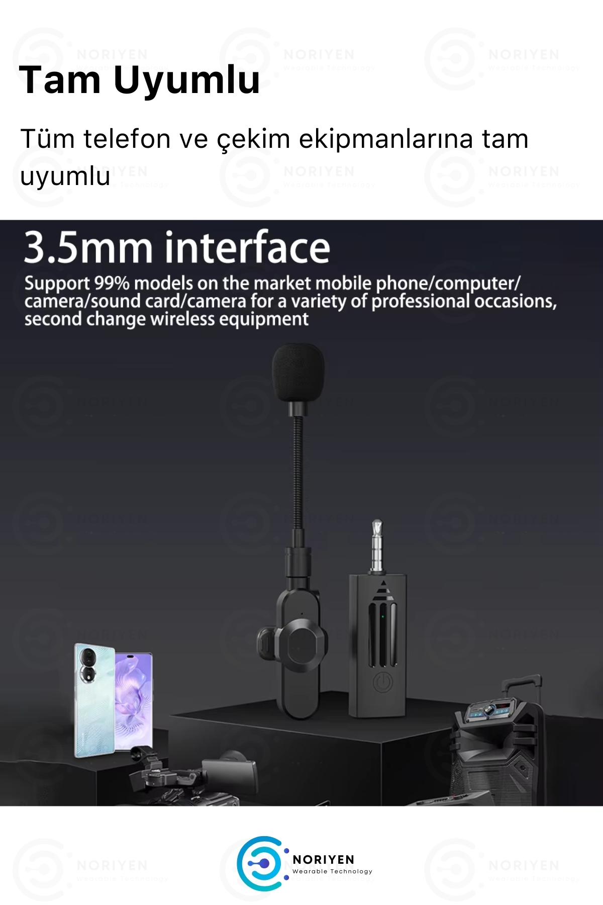 Pro Model Aux Girişli Kablosuz Yaka Mikrofonu Influencer Youtuber Tiktok Röportaj İçin K35D Mikrofon