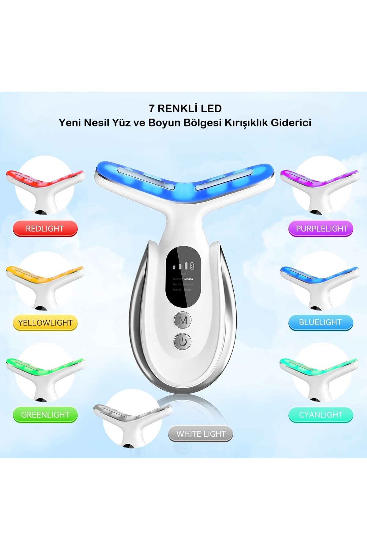 LED Ekranlı 7 Programlı EMS Yüz ve Boyun Güzellik Cihazı – Gıdık, Sarkma ve — سفید BGZNBD001 — تصویر 3 از 8