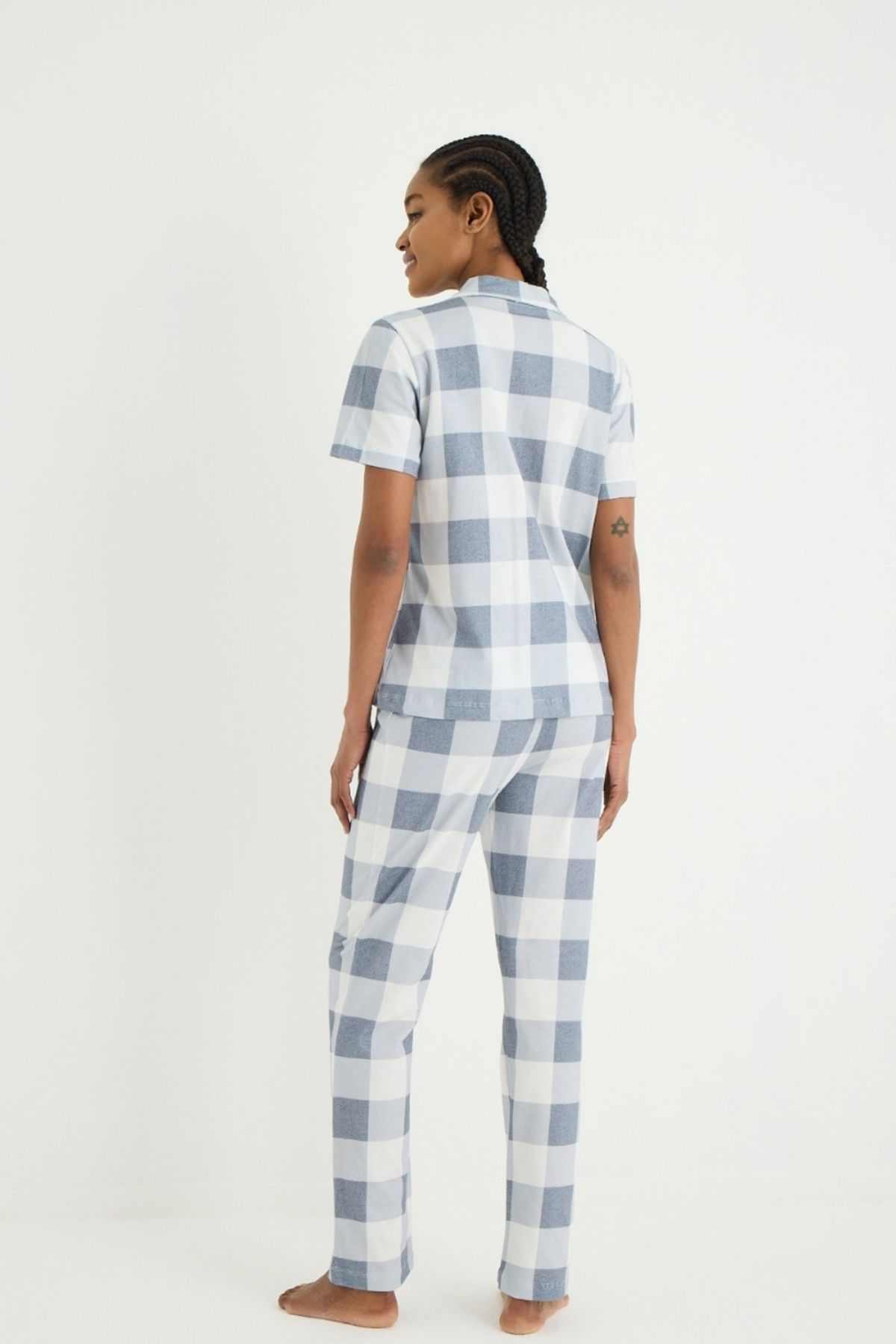 İPEKTENİM-Square Color Block Buttoned Pajama Set 5