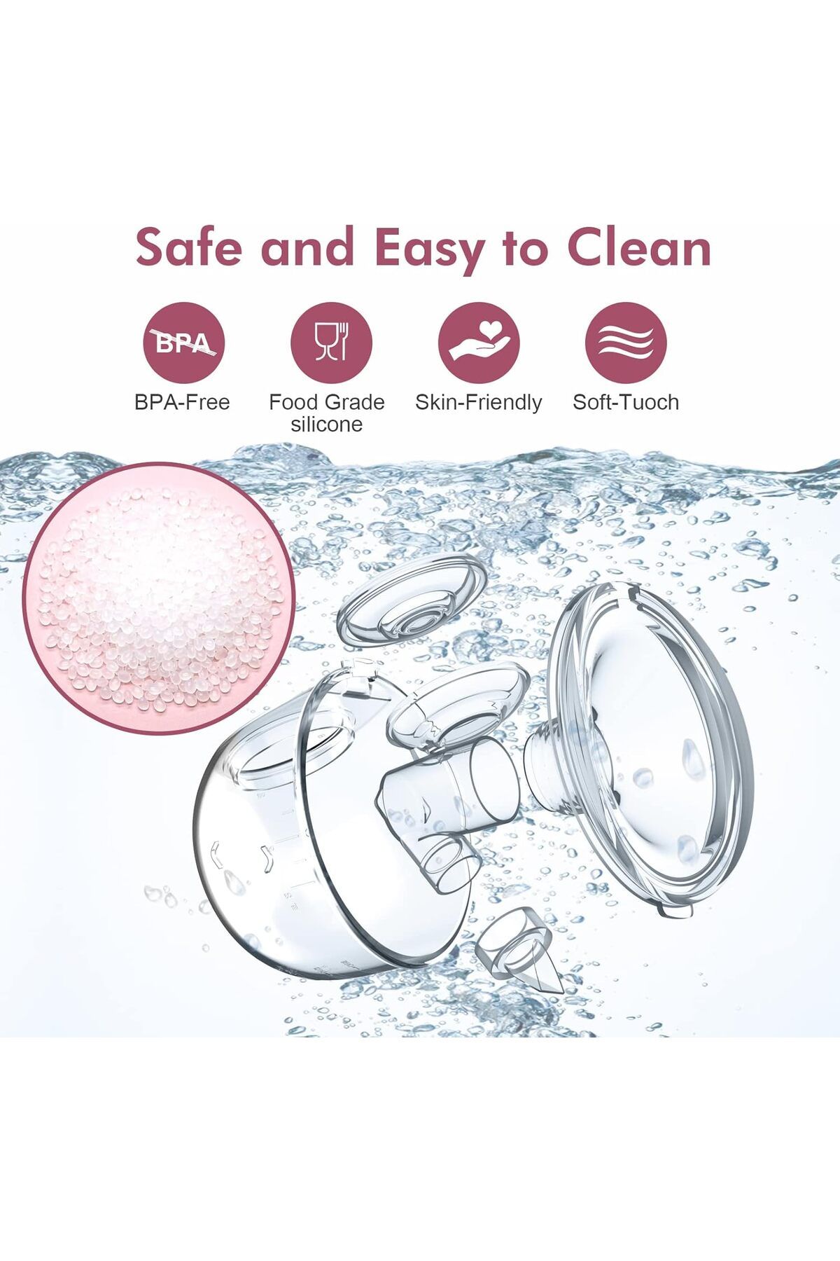 COOYA-Wearable Breast Pump ,with LED Display & 3 Modes & 9 Levels & Low Noise, 24 mm Flange, 2 Pcs Pink 6