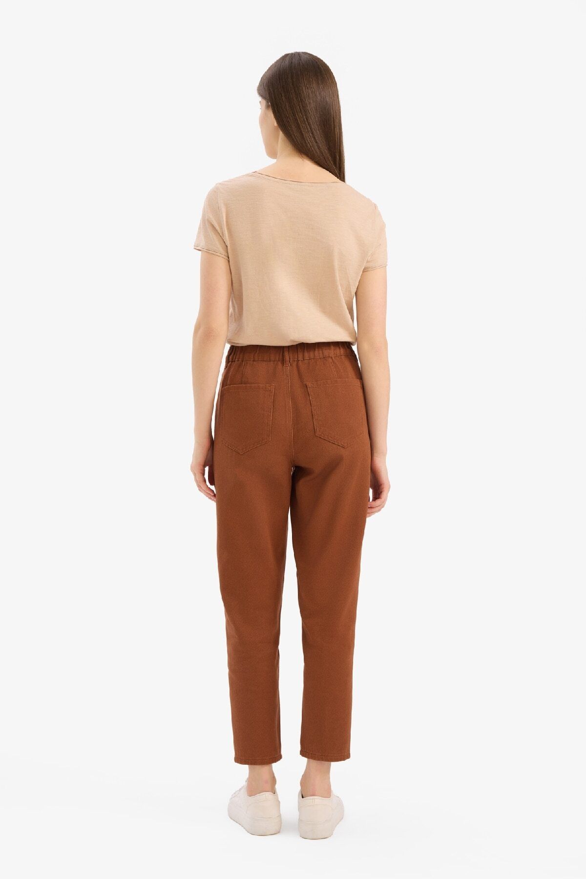 DeFacto-Paperbag Gabardine Fabric Trousers with Pocket Standard Leg S2790Az25Sp 5