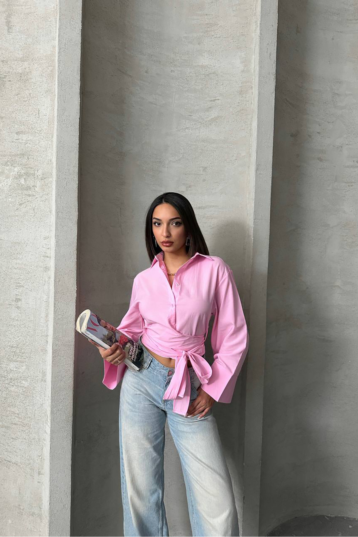 Neşeli Butik-Women's Lacing Detailed Design Shirt Nbg080 5
