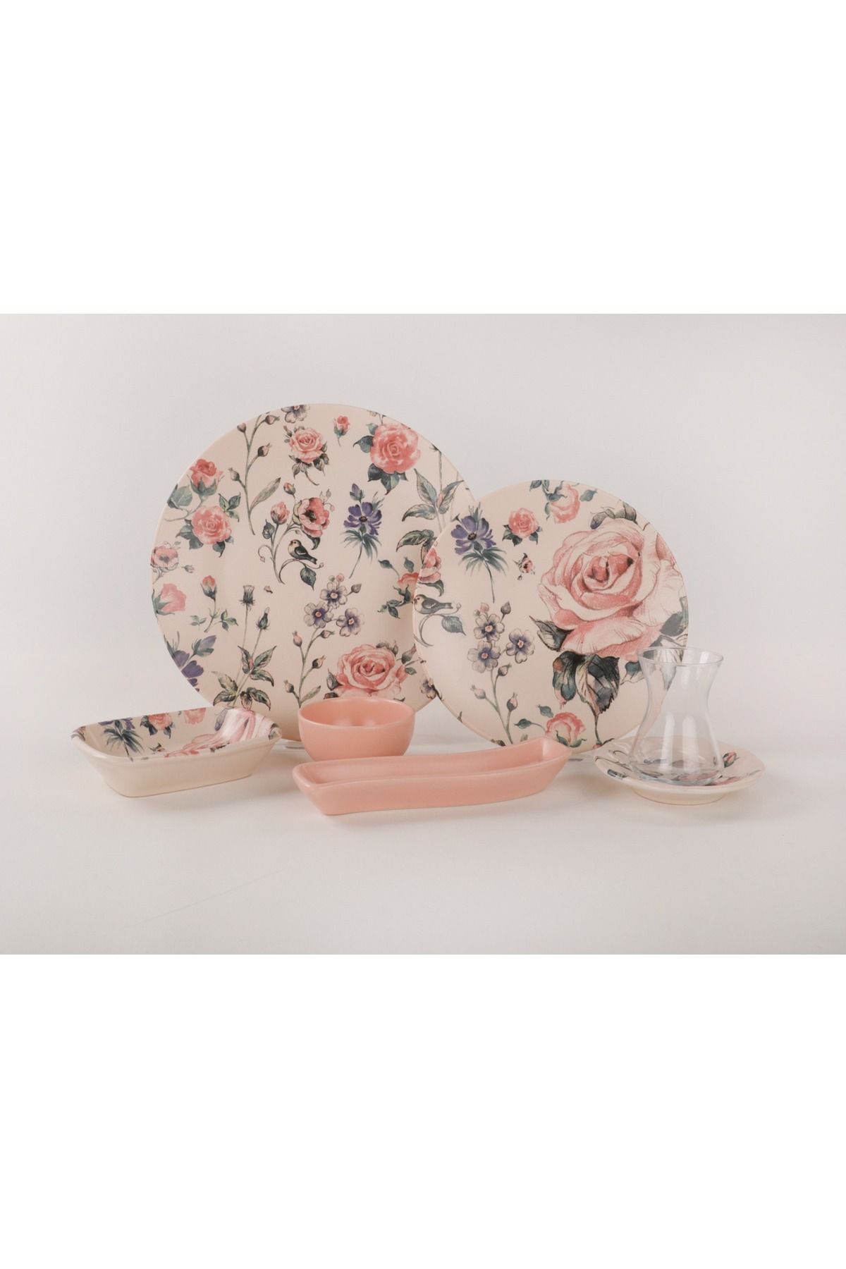Keramika-19 Piece Rose Patterned Breakfast Set 3
