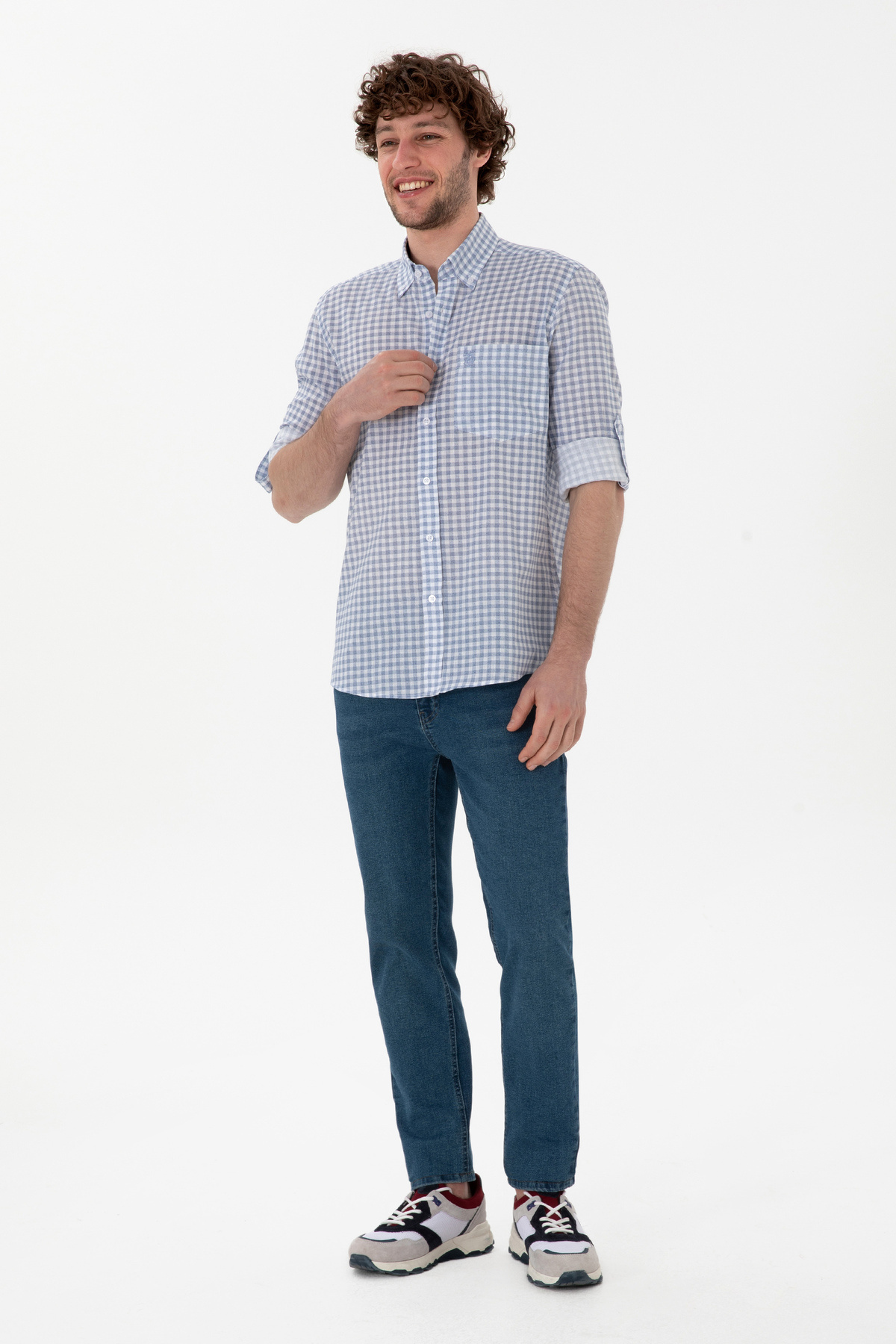 U.S. Polo Assn.-Men's Light Blue Long Sleeve Shirt 50300203 -Vr003 4