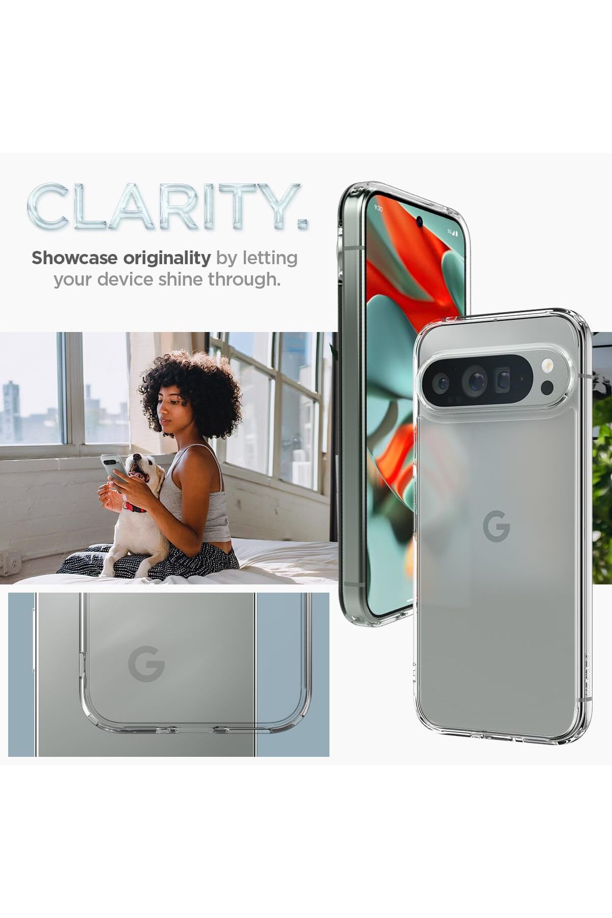 Spigen-Ultra Hybrid designed for Google Pixel 9 Pro XL case cover - Crystal Clear 3