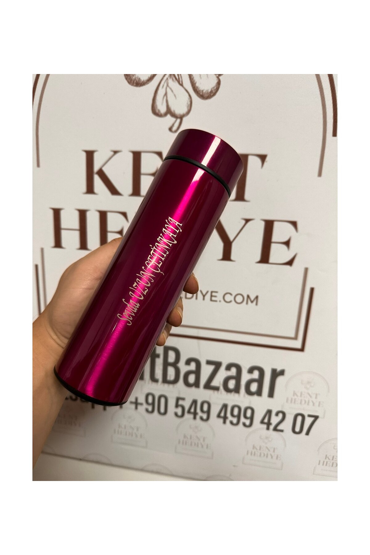 Bymiel Kişiye Özel 500 ML Dereceli Termos Fuşya İsim Yazılı fotoğrafı 2 (önizleme)