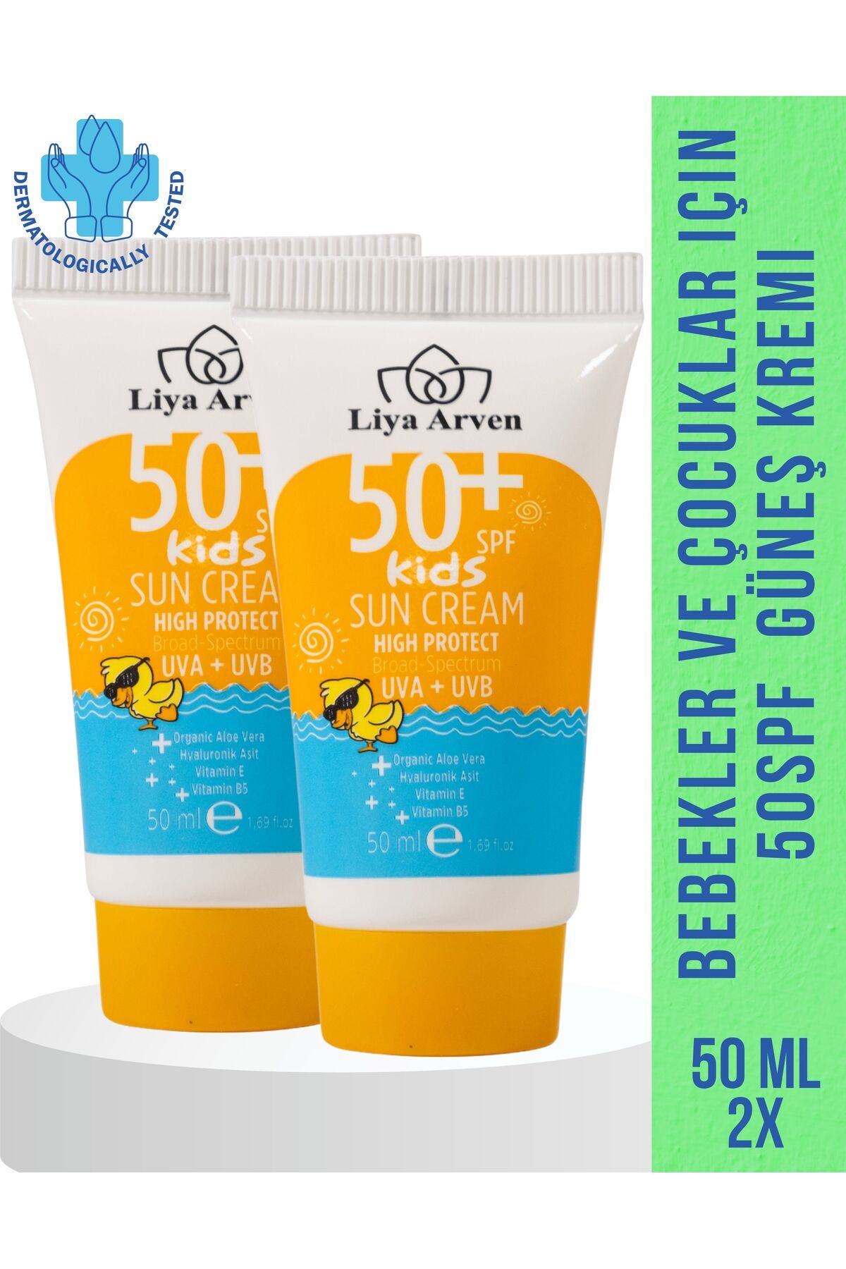 Liya Arven Çocuklar Için Hassas Ve Yüksek Korumalı Güneş Kremi 50 ml x 2adet