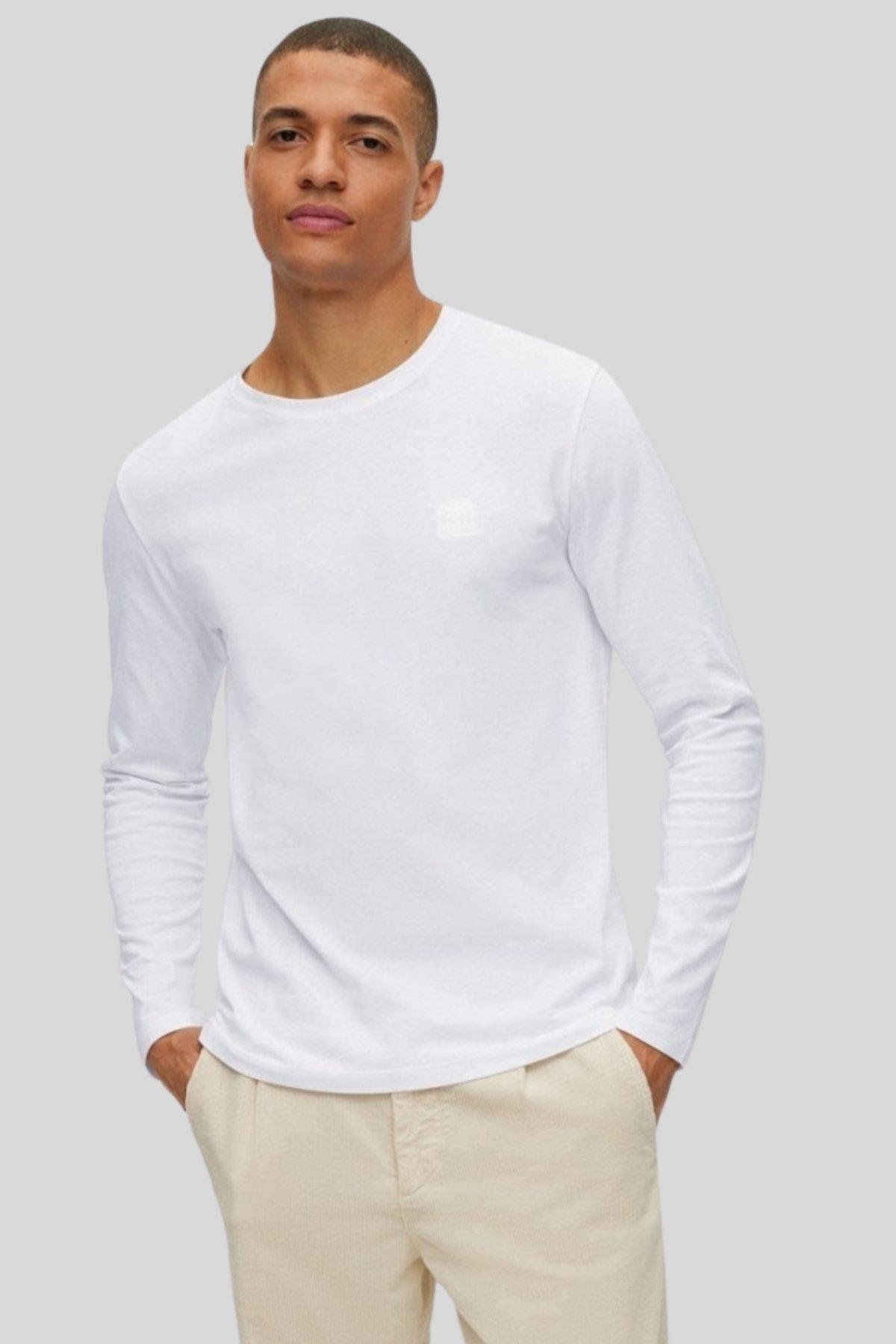 سویشرت مردانه رئیس به طور مرتب و مناسب یقه دوچرخه پیراهن سفید Hugo Boss