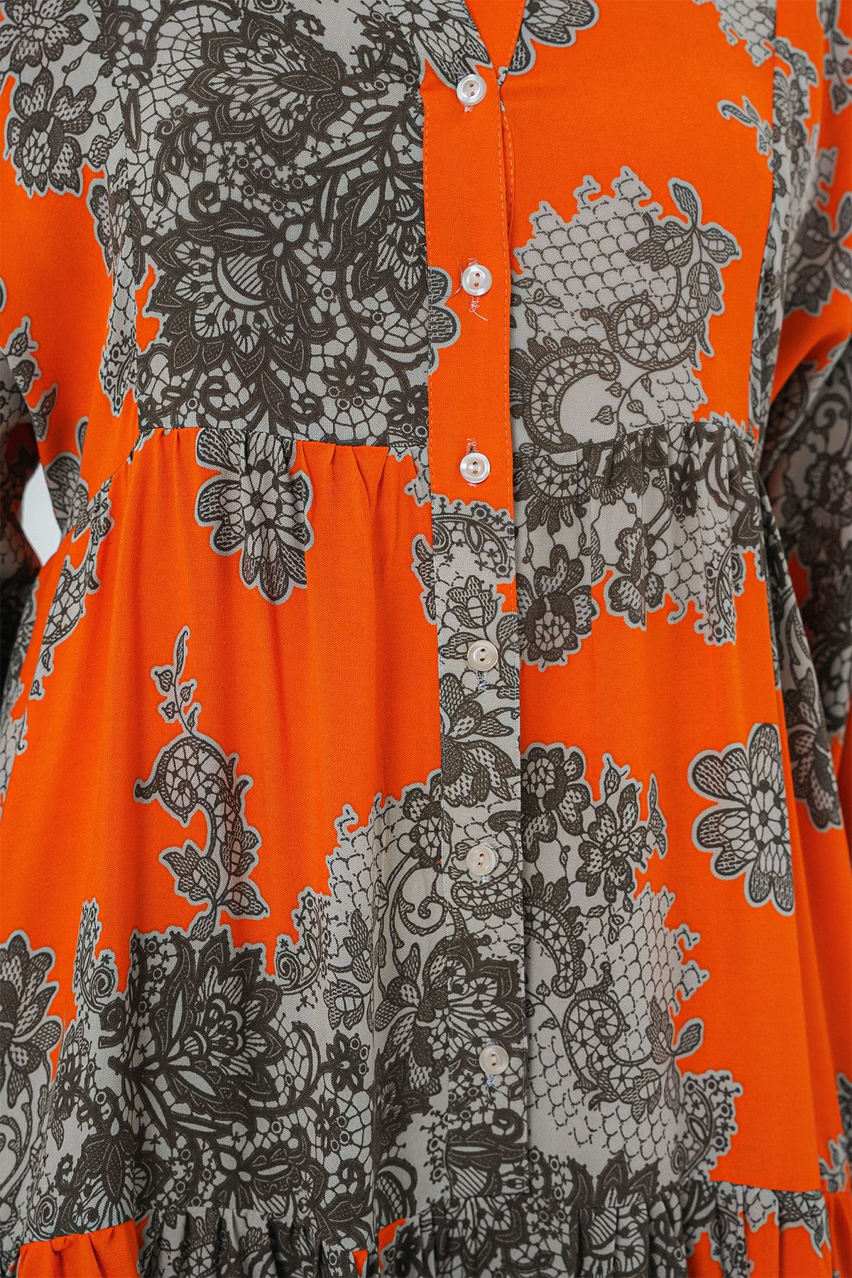 Bigdart-2423 Autentické vzorované hidžábové šaty - E. Orange 4