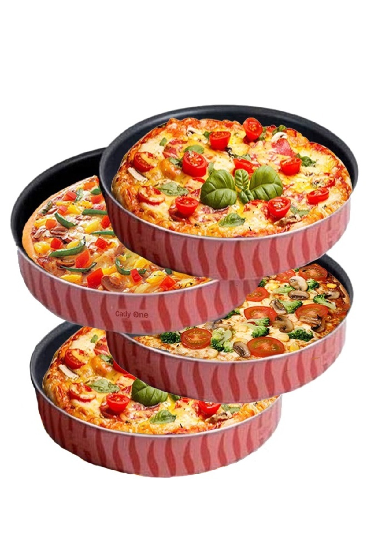 Cady One طقم صينية فرن دائرية مكون من 5 قطع للخبز والبيتزا سميكة للغاية وغير لاصقة