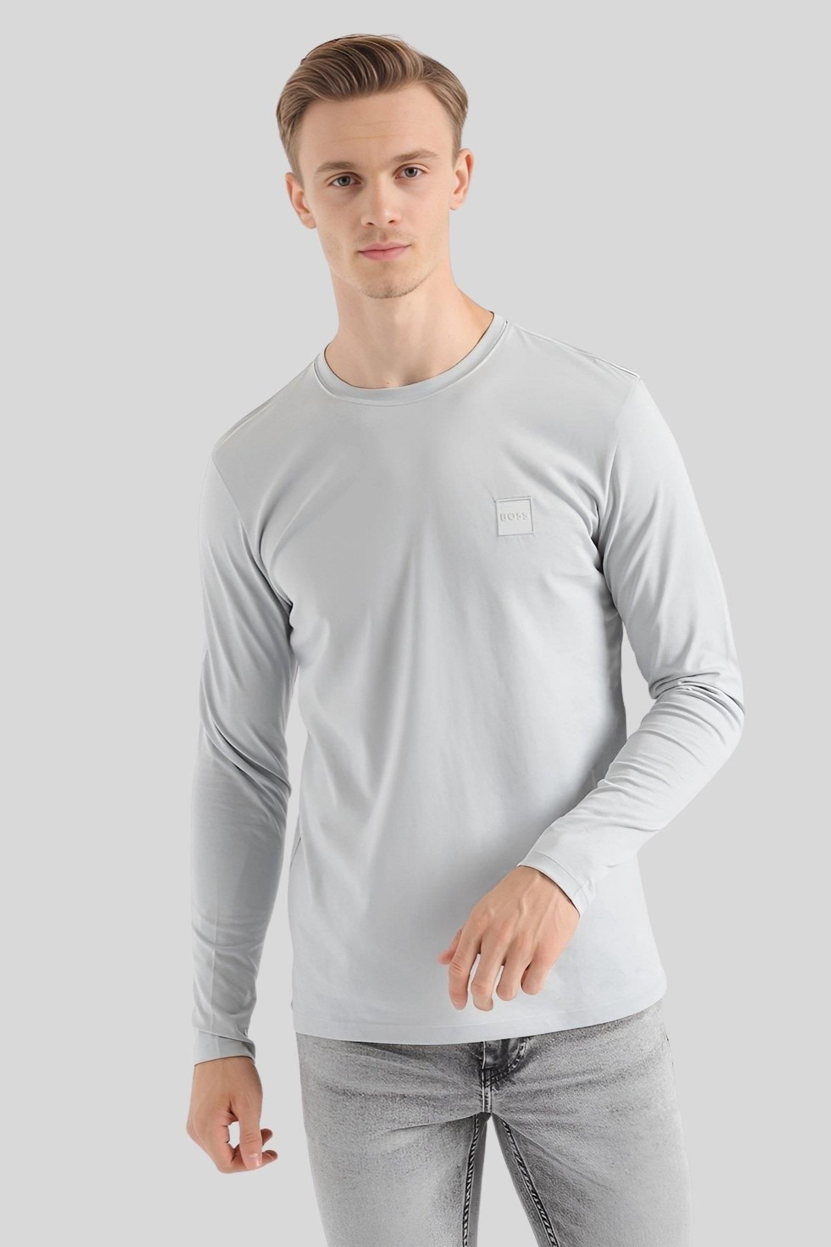 سویشرت مردانه رئیس به طور منظم مناسب یقه دوچرخه خاکستری Hugo Boss