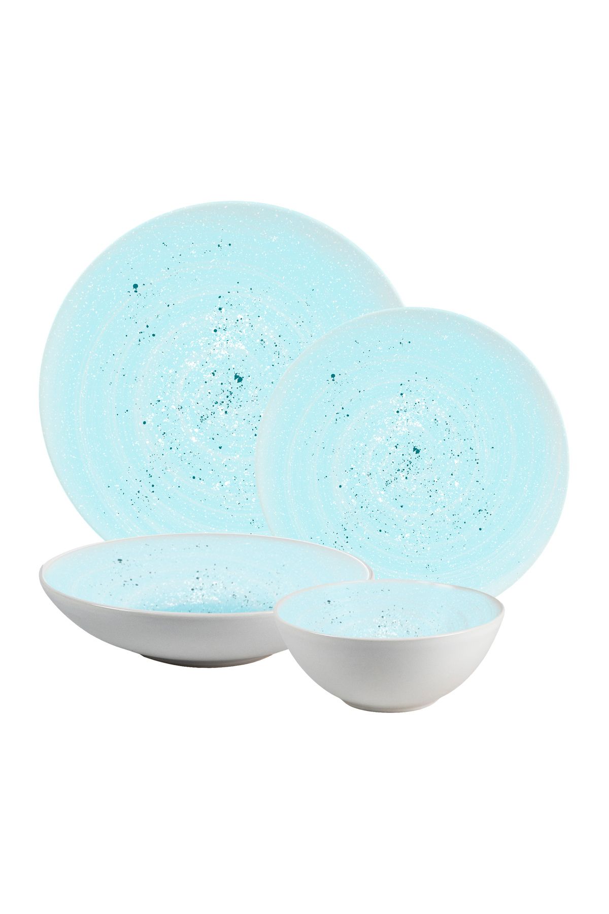 Cesiro Set Farfurii 24 Piese, 6 Persoane - Ensemble Azure Spirale - Set Veselă Italiană Porțelan - One Size