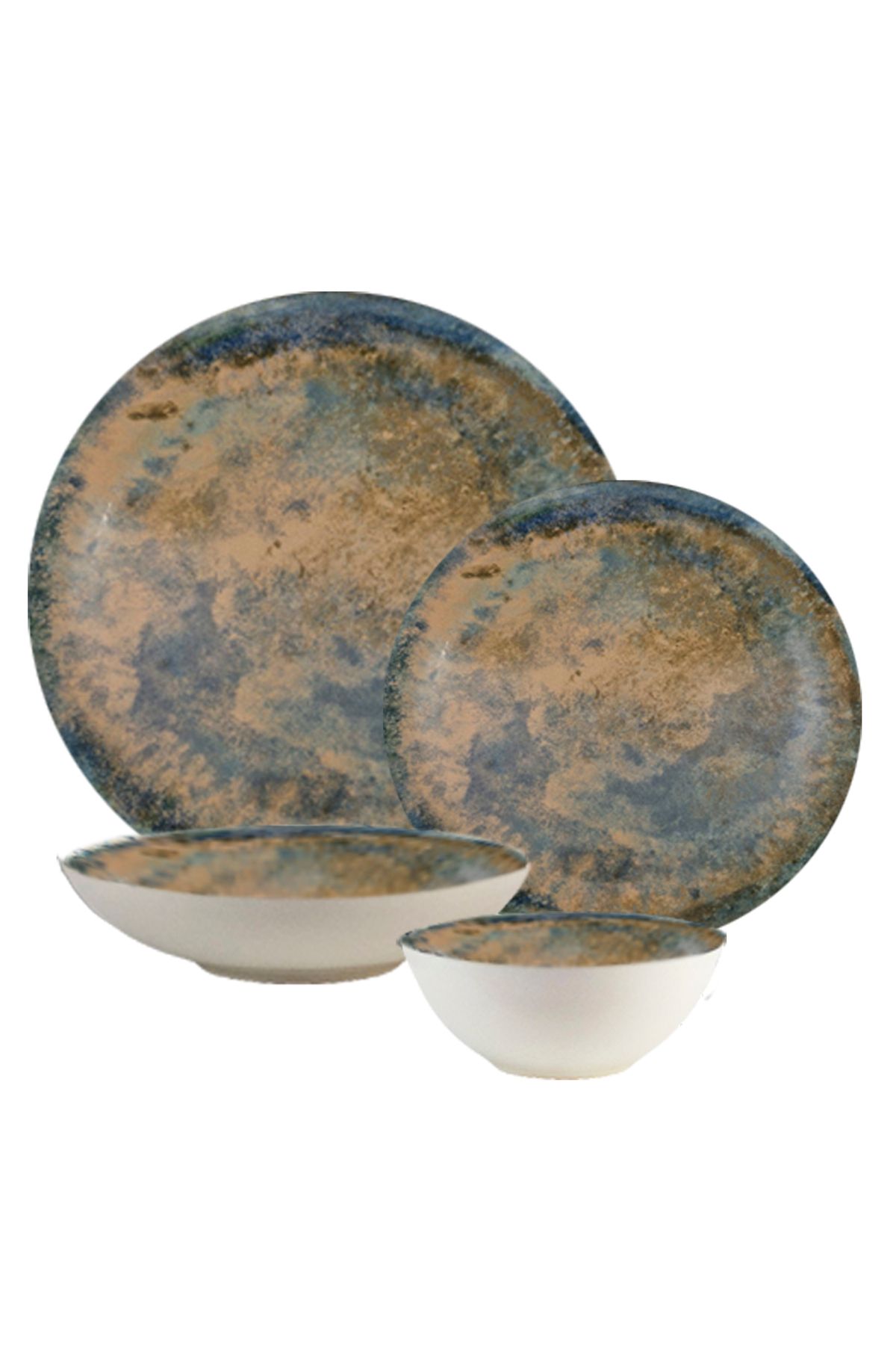 Cesiro Set Farfurii 24 Piese, 6 Persoane - Ensemble Bronzo Elegante - Set Veselă Italiană Porțelan - One Size