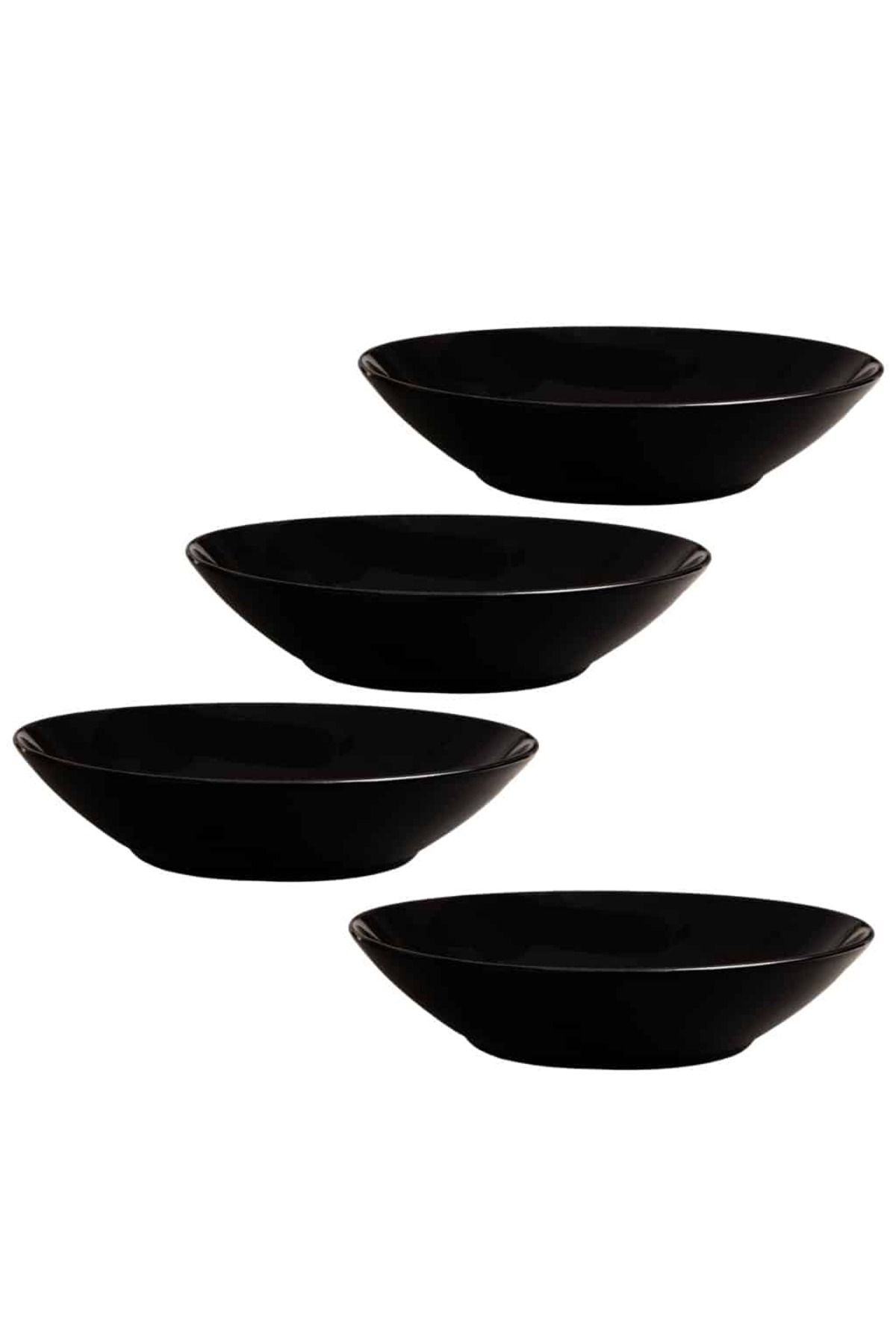 Cesiro Set 4 Farfurii Adanci, 21 Cm, Negru Lucios - One Size