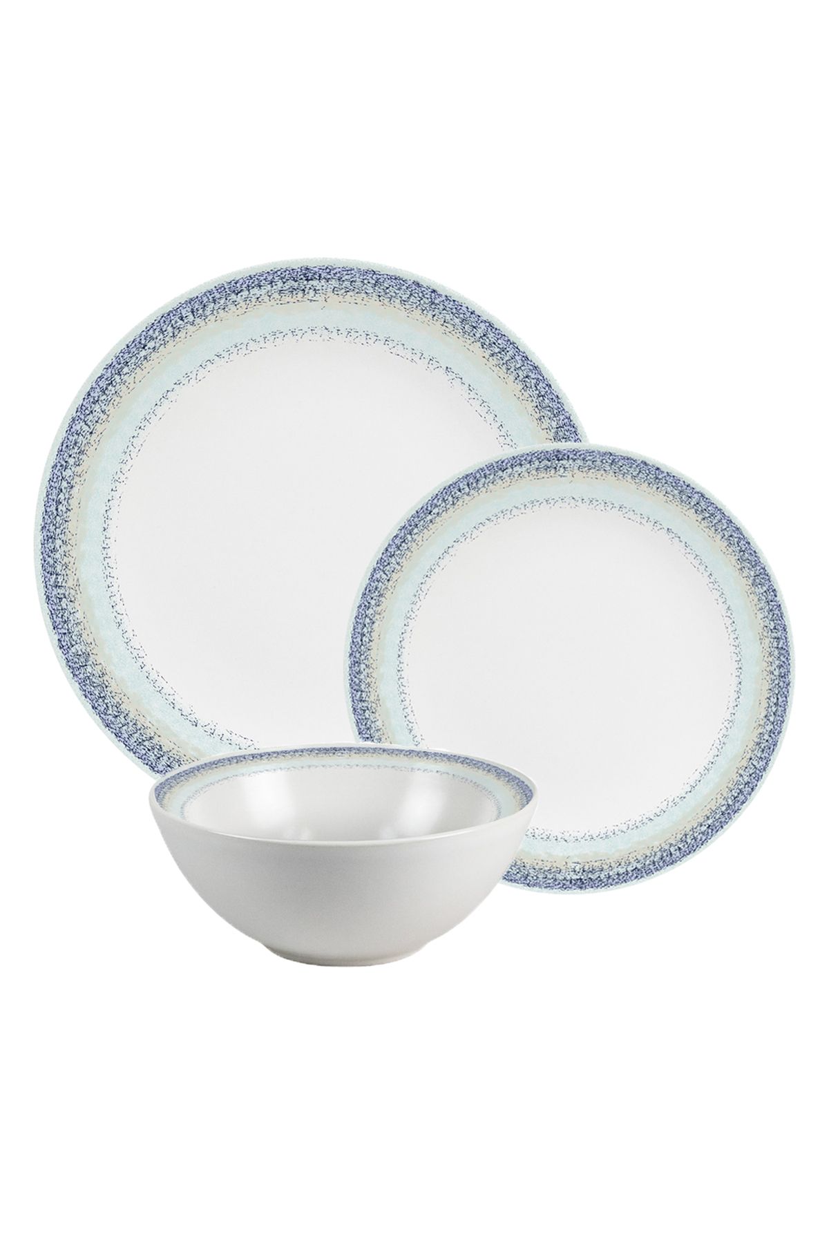 Cesiro Set Farfurii 12 Piese, 4 Persoane, Set Cu Bol- Ensemble Bella Blu - Set Veselă Italiană Porțelan - One Size