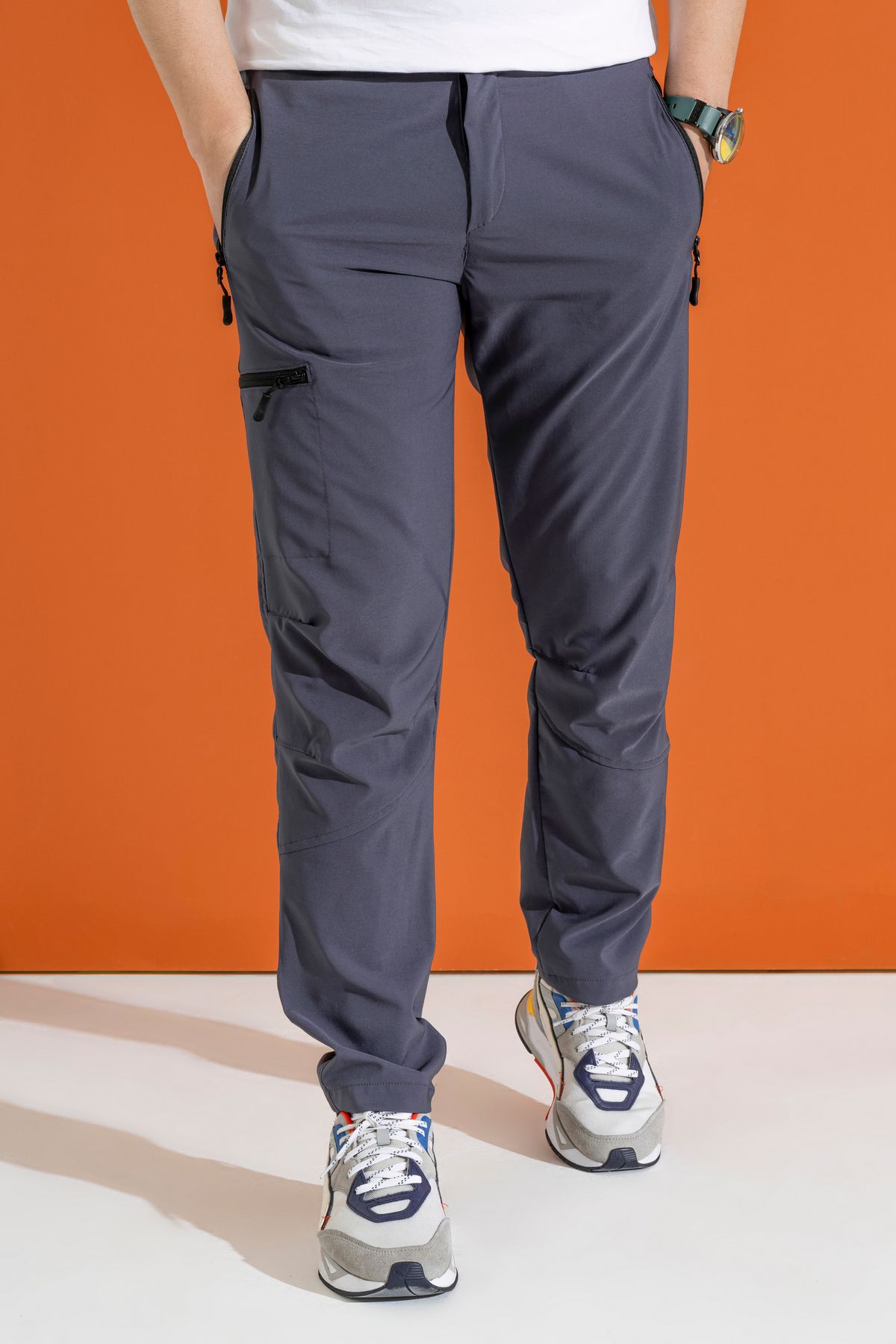 Gri Erkek Yazlık Outdoor Pantolon Nefes Alan Likralı Kumaş