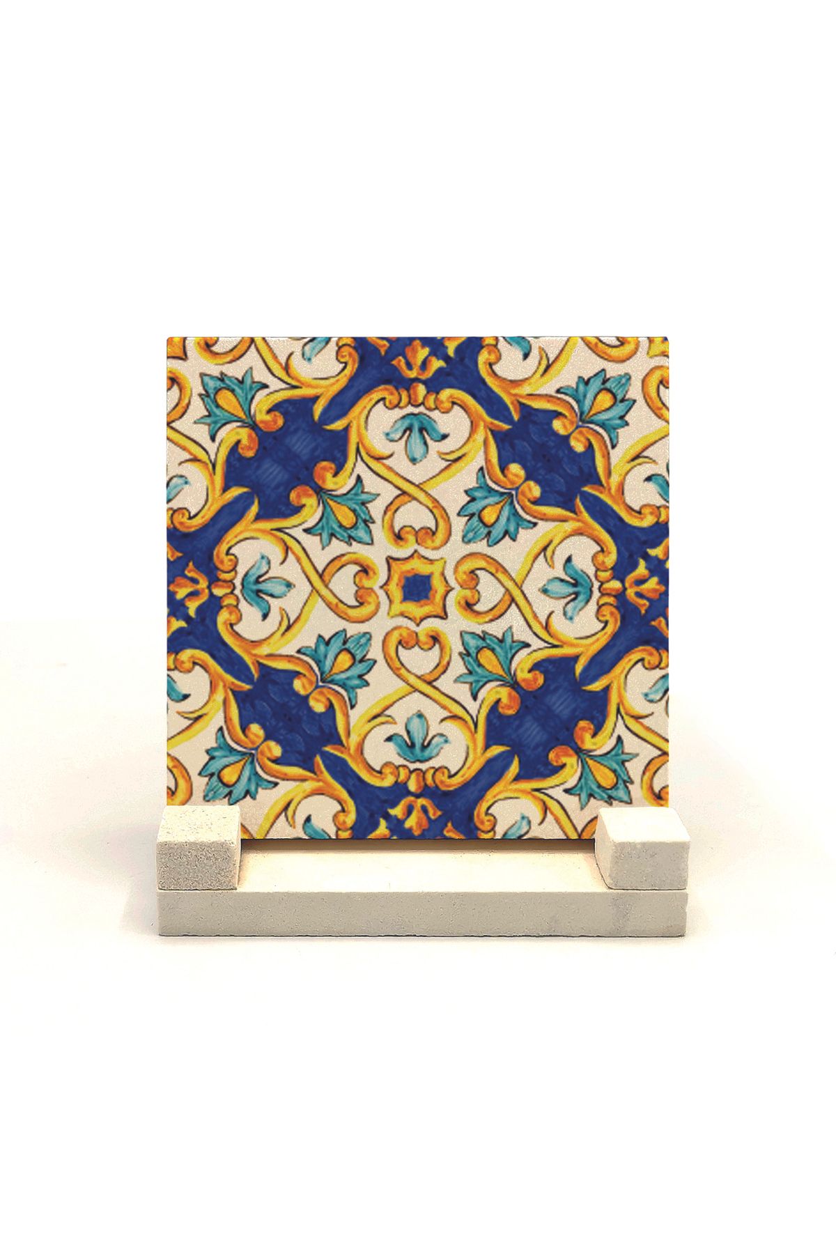 Souvenest İtalyan Deseni Baskılı Doğaltaş Masaüstlük 10x10 Kd-79