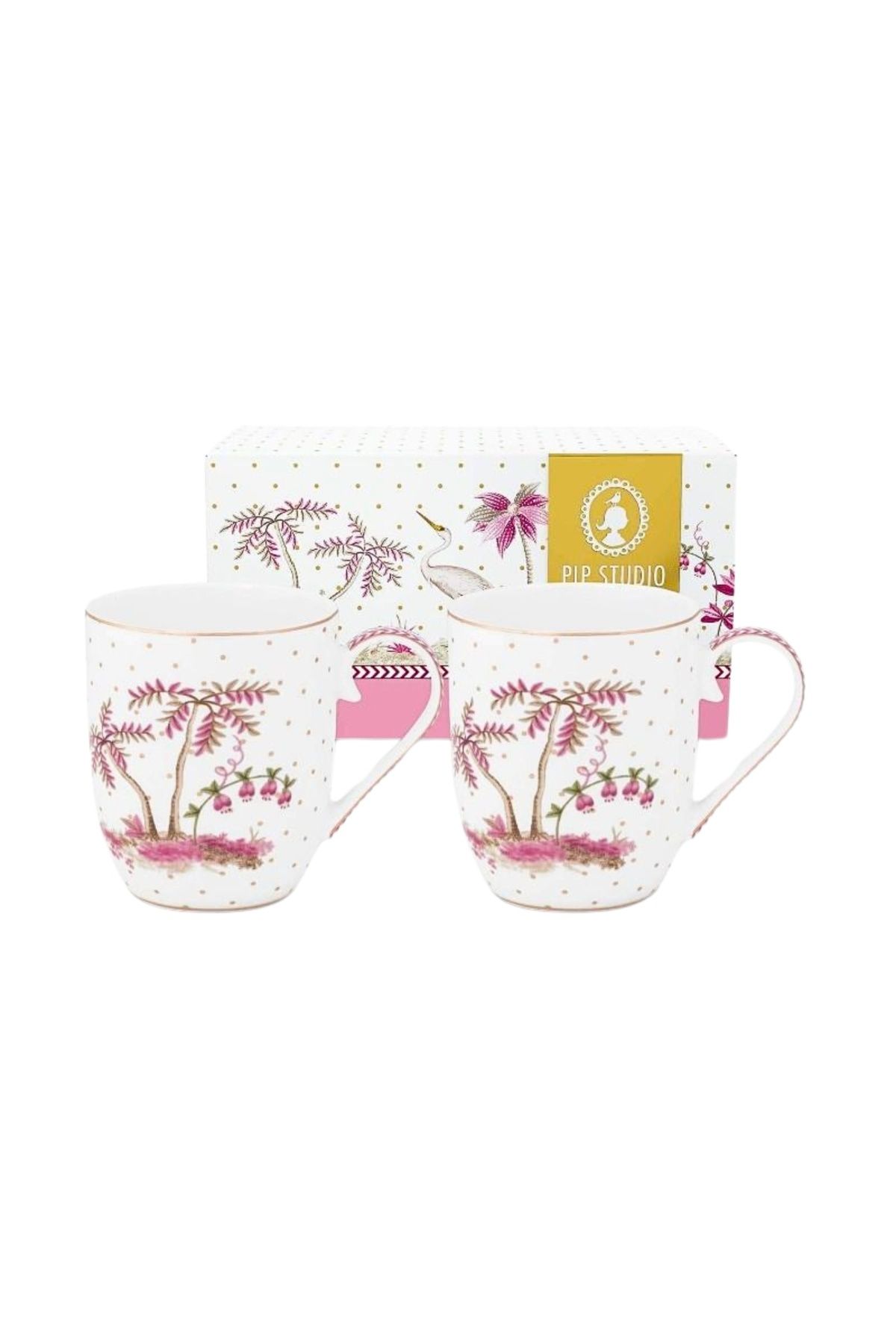 Pip Studio Set 2 Căni, Din Porțelan, Pip Studio, Dots Gold Pink, 145 Ml, Colecția Jolie - One Size