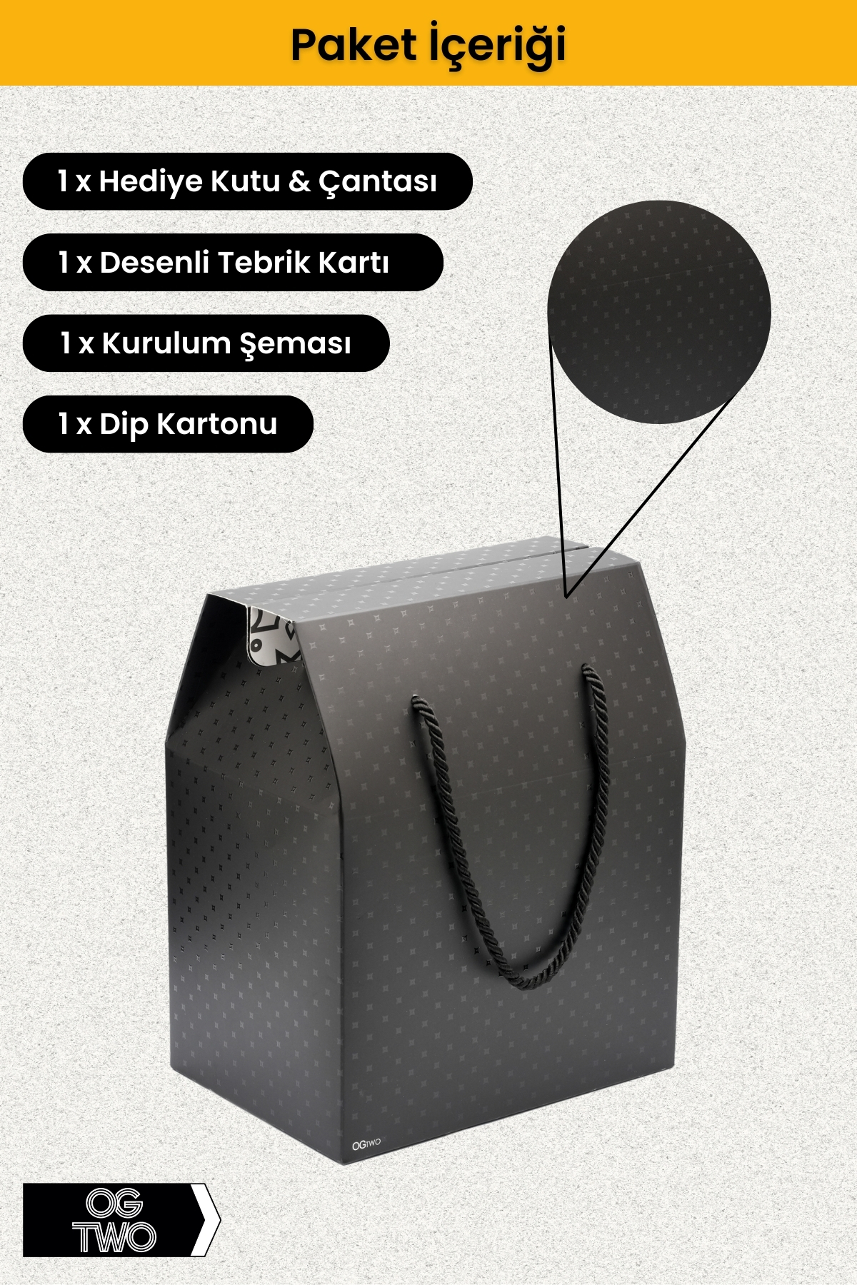 OGTWO Premium Konsept Tasarım Hediye Kutusu Çanta Boş Karton Hediye Paketi Hediyelik Siyah - 24x14x20cm fotoğrafı 4 (önizleme)
