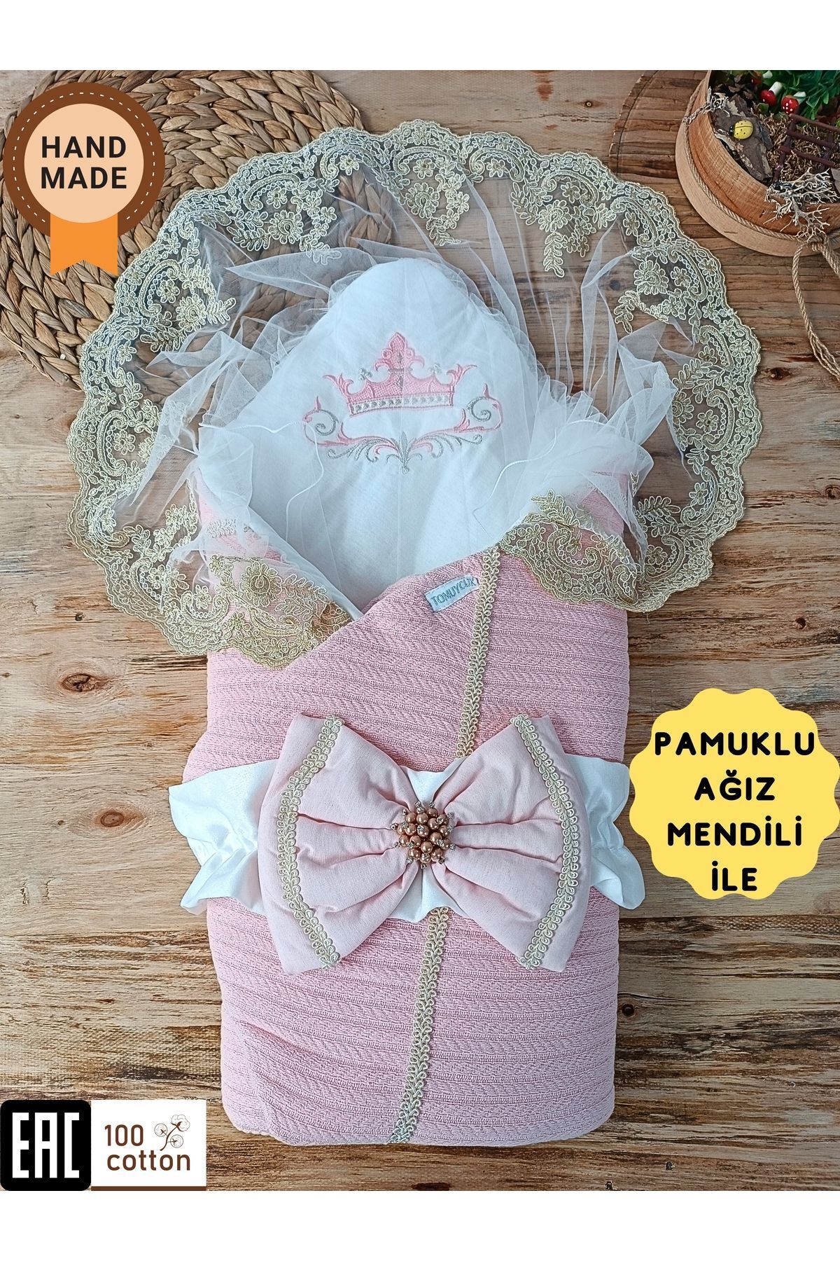 Knitwear Knit Baby Batttaniye Swaddle Thick Lace Newborn Hospital Delivery Gift