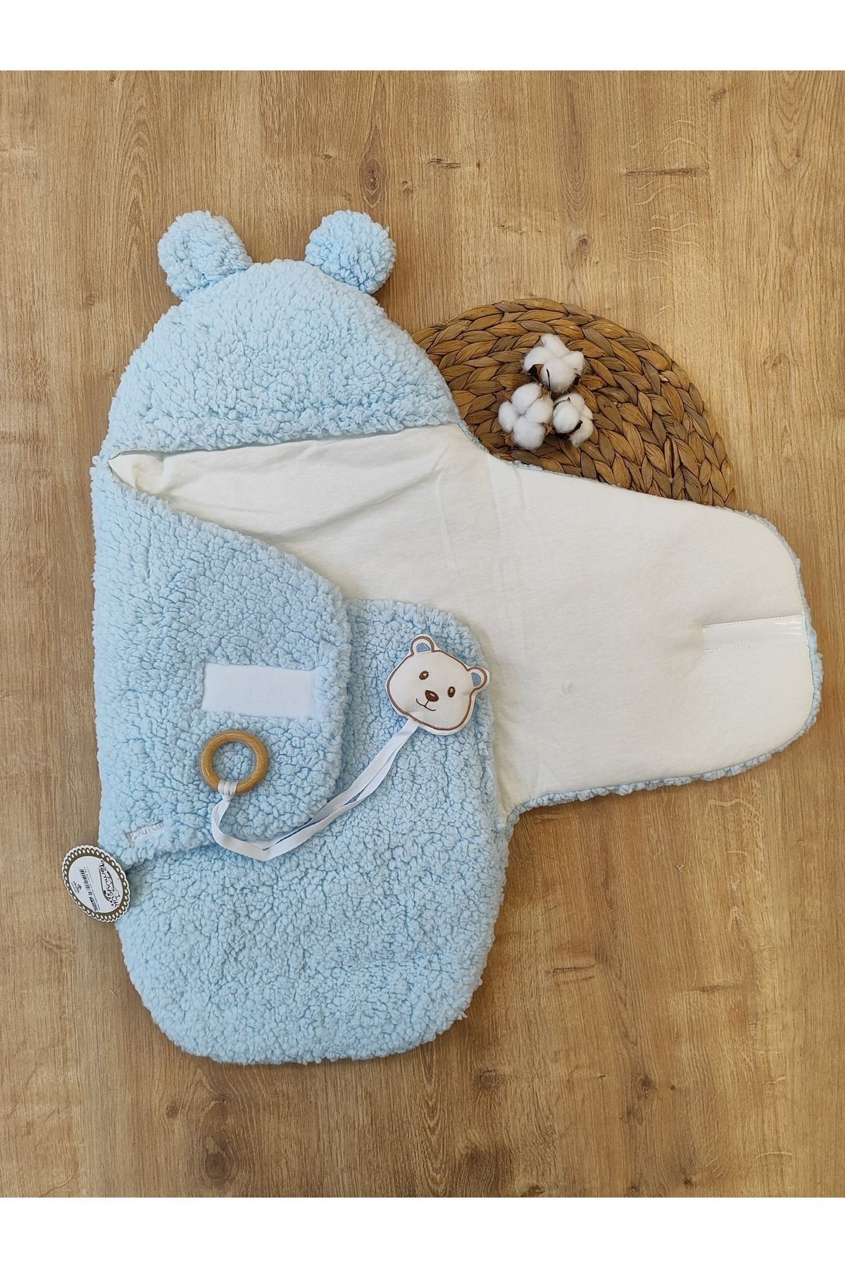 Tomuycuk Peluş Bebek Dış Kundağı Oyuncaklı Uyku Tulumu Hastane Çıkışı Hediyelik Sarma Battaniye fotoğrafı 3 (önizleme)