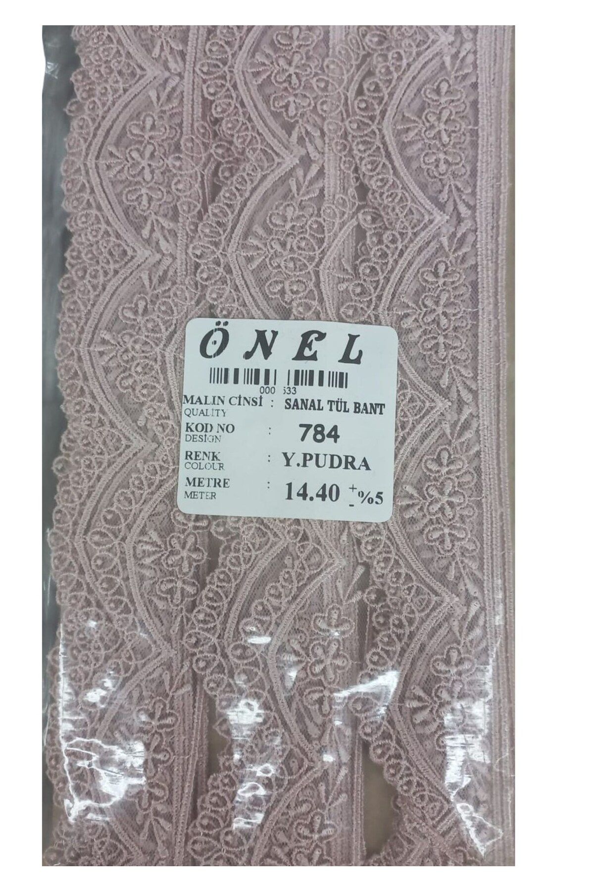 Nurum E Tİcaret Dantel Polyester Sanal Tül Bant Y.Pudra 14,40 Metre En 3 cm ON-784-PU