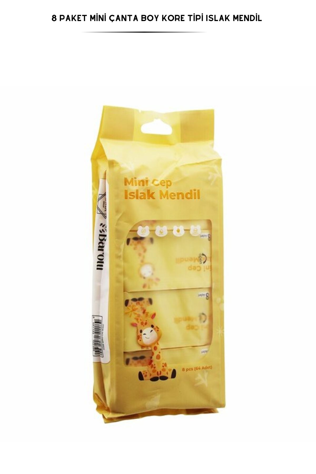 PAZARAKOŞ 8'li Çanta Boy Mini Islak Mendil 8 Paket - Kore Islak Mendil