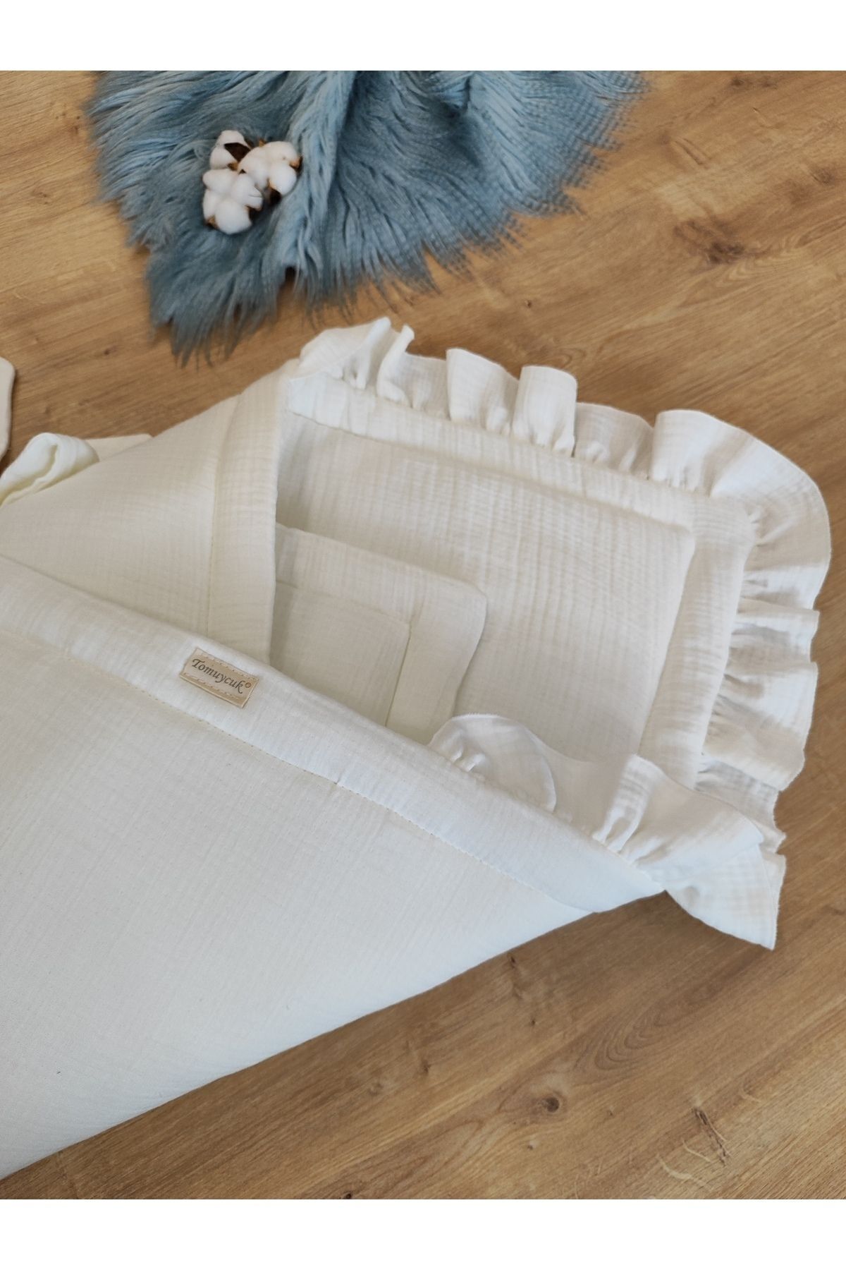 Tomuycuk 4 Kat Müslin Bebek Battaniyesi %100 Pamuklu Doğal Organik Uyku Kundağı Hastane Çıkışı Yenidoğan fotoğrafı 6 (önizleme)