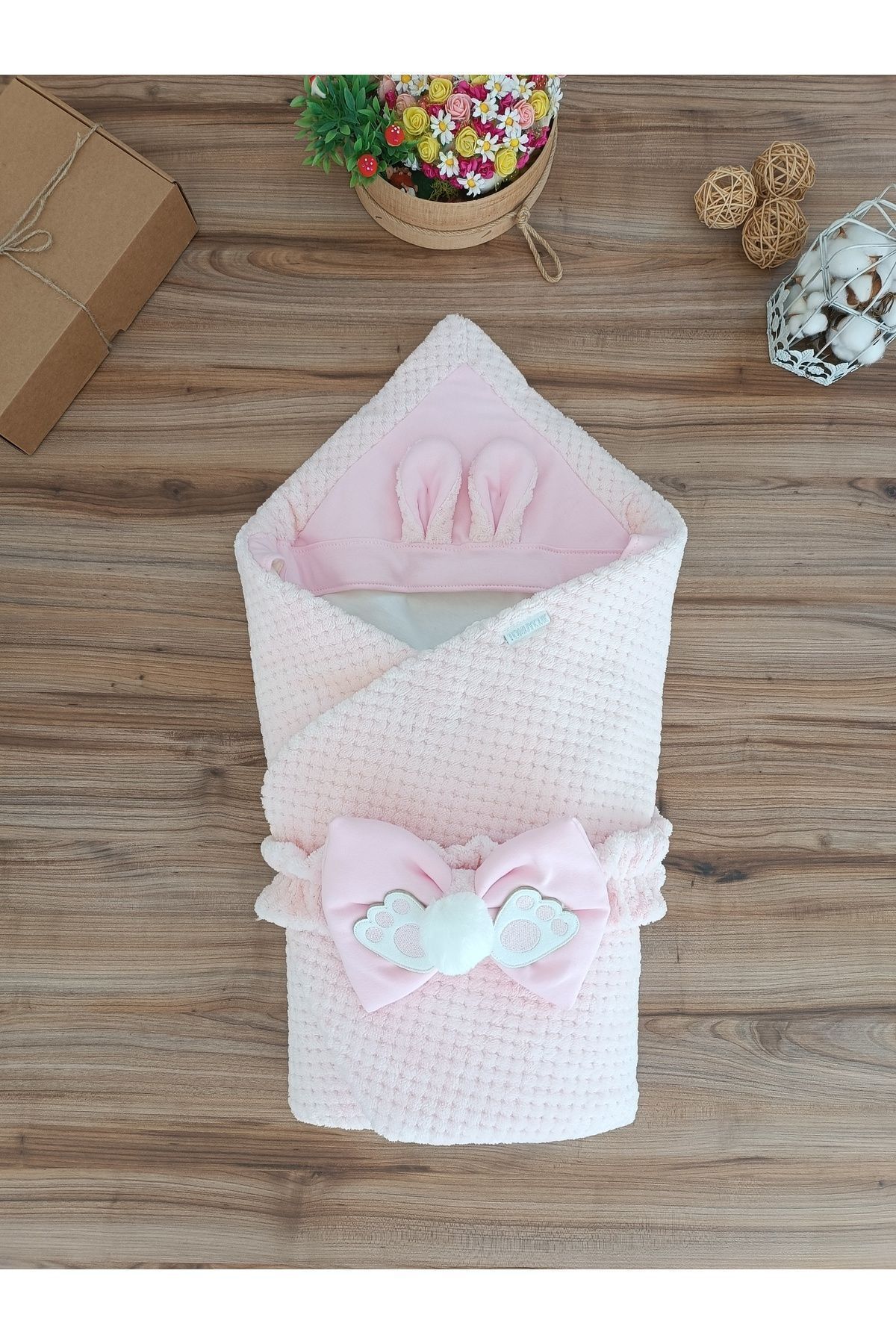 Tomuycuk Kız Erkek Bebek Battaniyesi Kışlık %100 Pamuklu Dış Kundak Yenidoğan Hastane Çıkışı Örtü fotoğrafı 2 (önizleme)