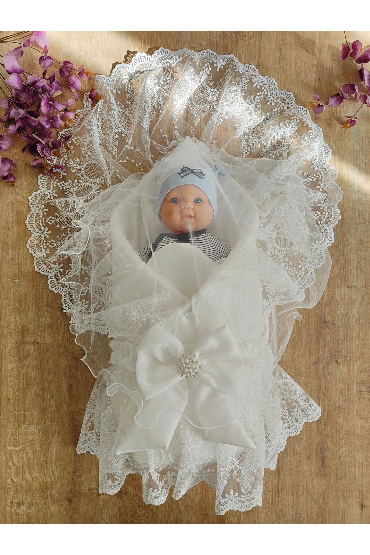 Tomuycuk Bebek Dış Kundak Battaniyesi Yenidoğan Bebek Kundağı Kız Erkek Hastane Çıkışı Mevlütlük Pamuklu fotoğrafı 3 (önizleme)