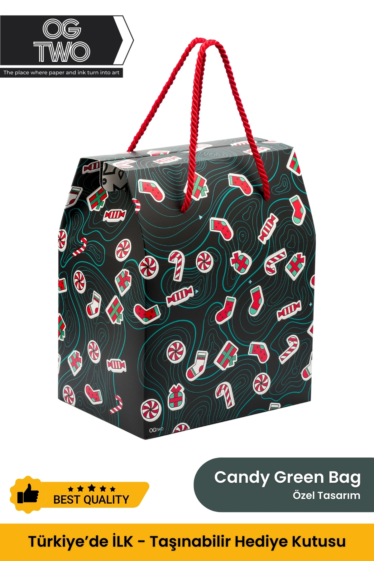 OGTWO Premium Konsept Tasarım Hediye Kutusu & Çanta Boş Karton Hediye Paketi Hediyelik Kutu - 24x14x20cm