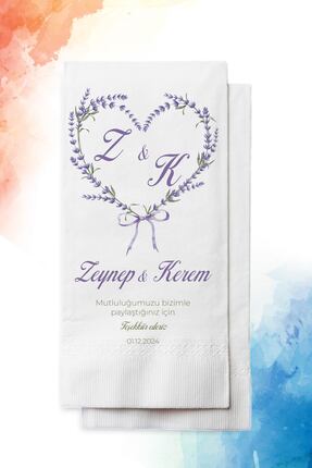 nna tasarım 50 Adet Kişiye Özel İsim Baskılı Düğün Peçetesi(P170-50)